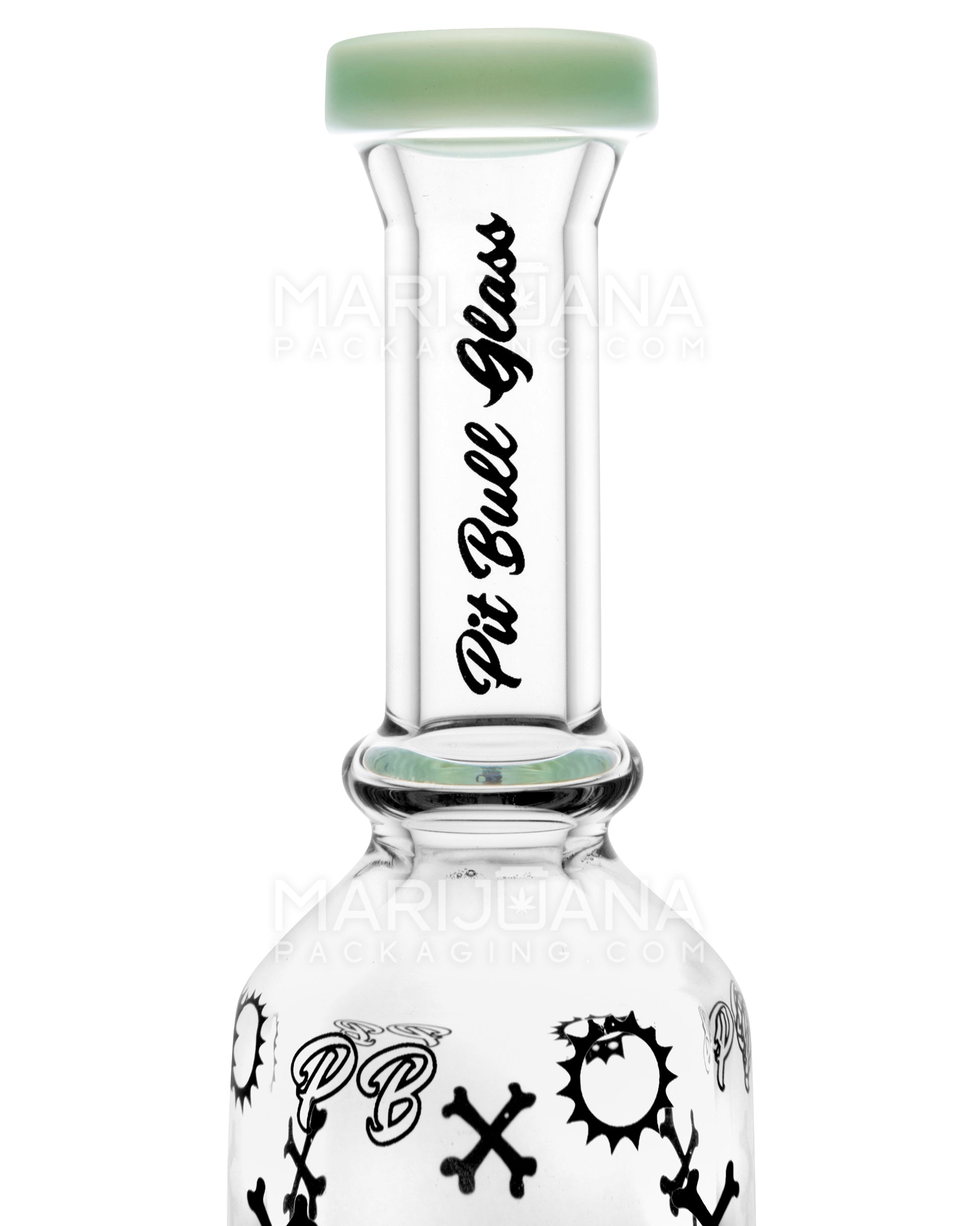 PIT BULL | Decal Straight Neck Honeycomb Sphere Perc Glass Water Pipe w/ Thick Base | 14in Tall - 14mm Bowl - Slime - 5