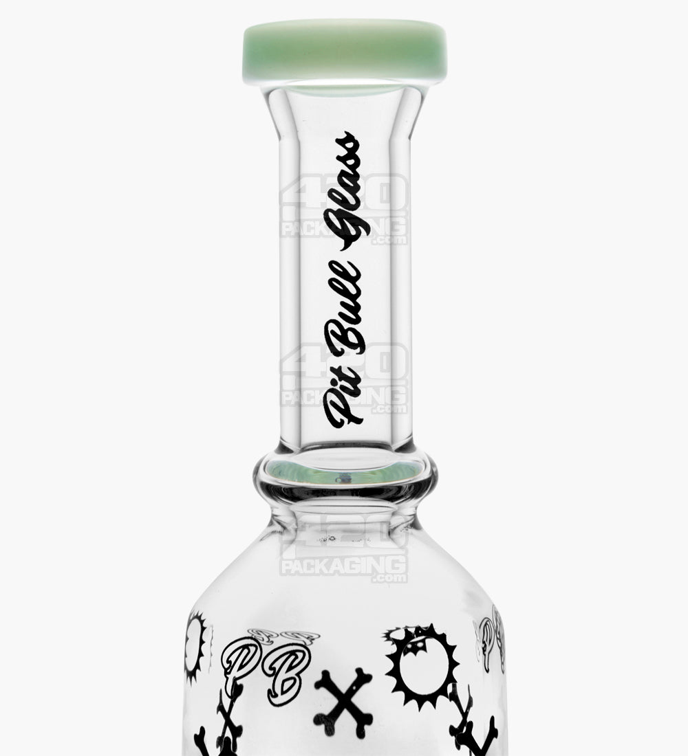PIT BULL | Decal Straight Neck Honeycomb Sphere Perc Glass Water Pipe w/ Thick Base | 14in Tall - 14mm Bowl - Slime
