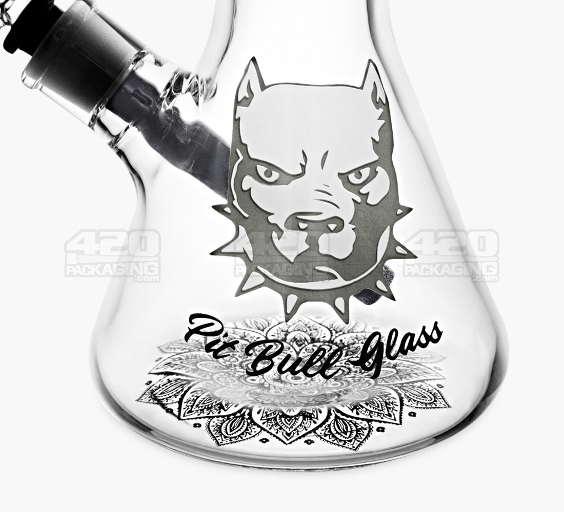 PIT BULL | Z-Neck Glass Beaker Water Pipe w/ Floral Base | 16.5in Tall - 14mm Bowl - Black