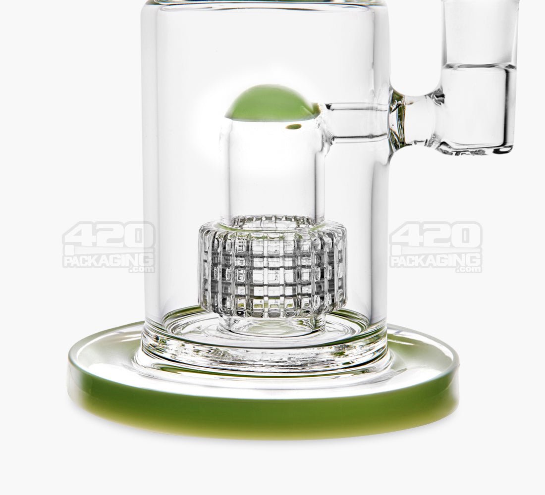 Bent Neck Glass Water Pipe w/ Matrix Perc | 9in Tall - 14mm Bowl - Slime - 3