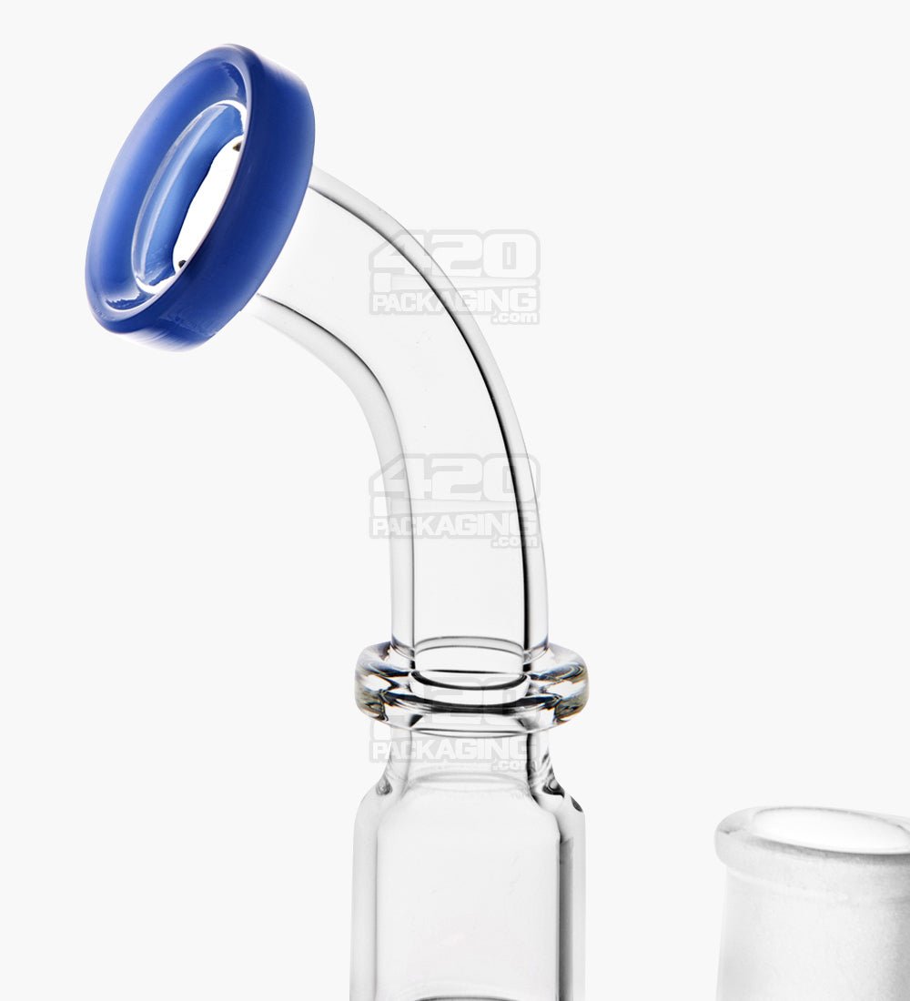Bent Neck Glass Water Pipe w/ Showerhead Perc | 9in Tall - 18mm Bowl - Blue - 4