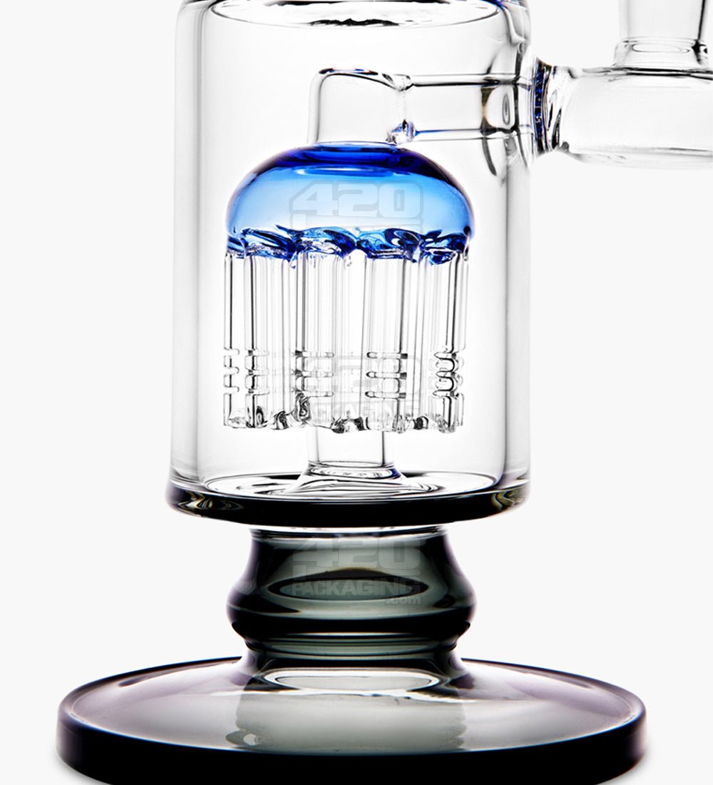 Bent Neck Tree Perc Color Trim Glass Water Pipe w/ Thick Base | 10.5in Tall - 14mm Bowl - Black - 3