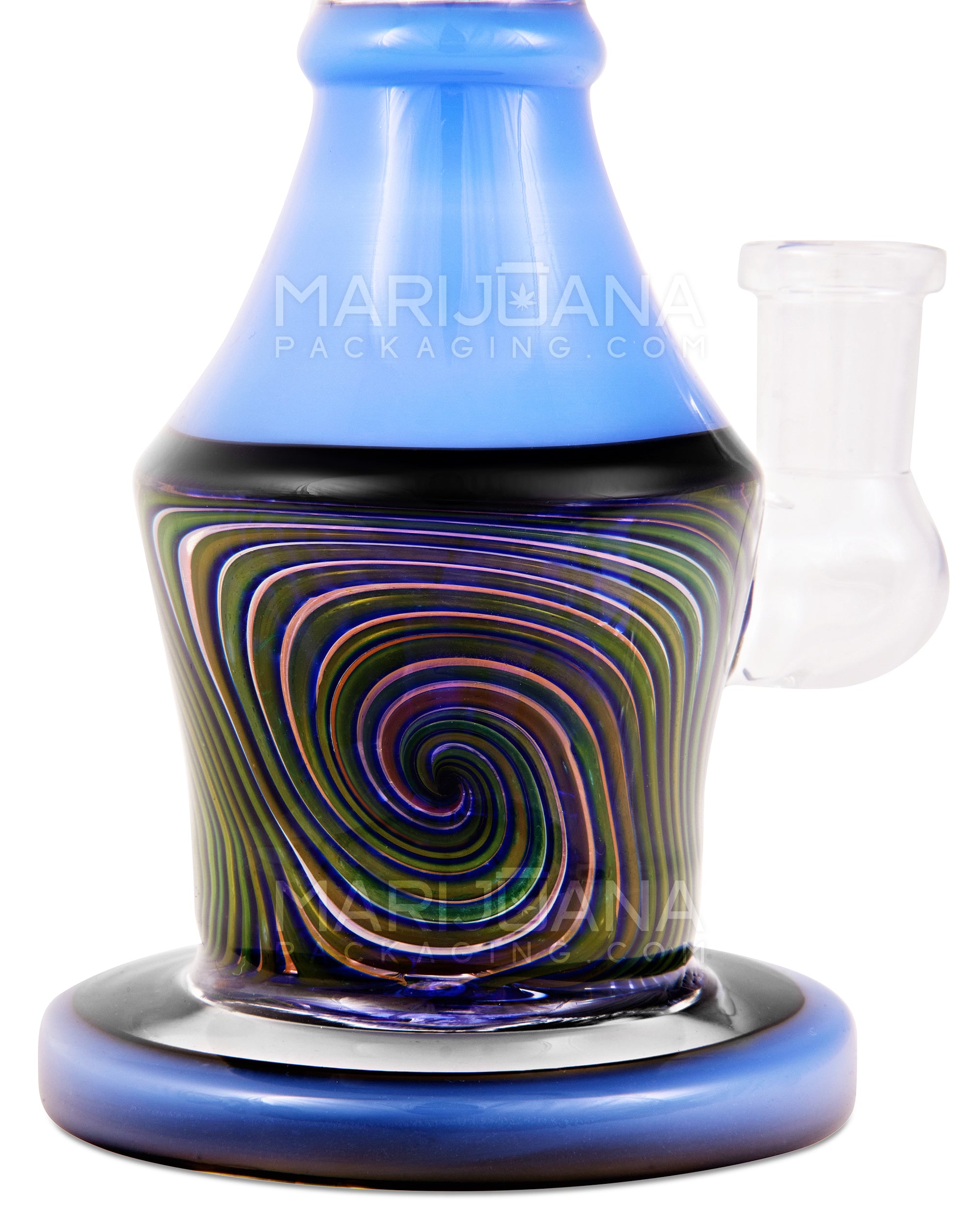 Straight Neck Dot Stack Fumed Swirl Painted Glass Water Pipe w/ Thick Base | 8.5in Tall - 14mm Bowl - Assorted - 3