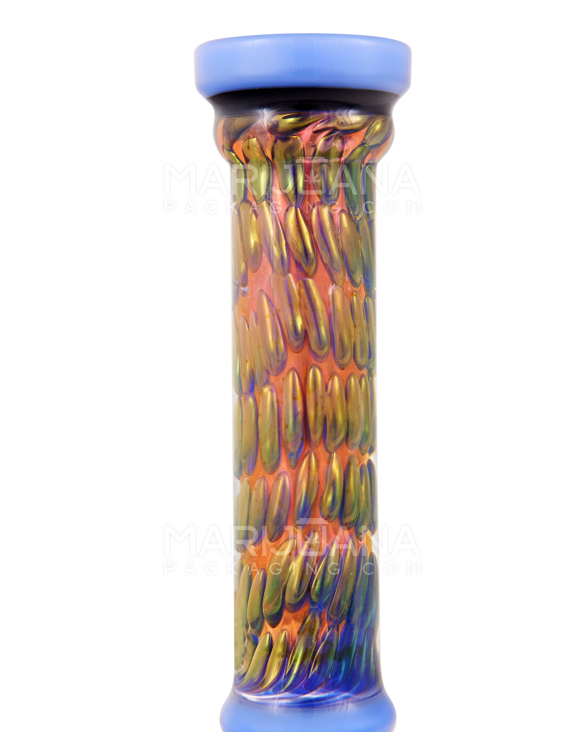 Straight Neck Dot Stack Fumed Swirl Painted Glass Water Pipe w/ Thick Base | 8.5in Tall - 14mm Bowl - Assorted - 4