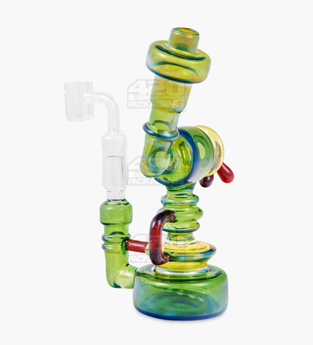 Heady Sidecar Neck Inline Perc Fumed Glass Gas Pump Dab Rig | 7in Tall - 14mm Banger - Green - 3