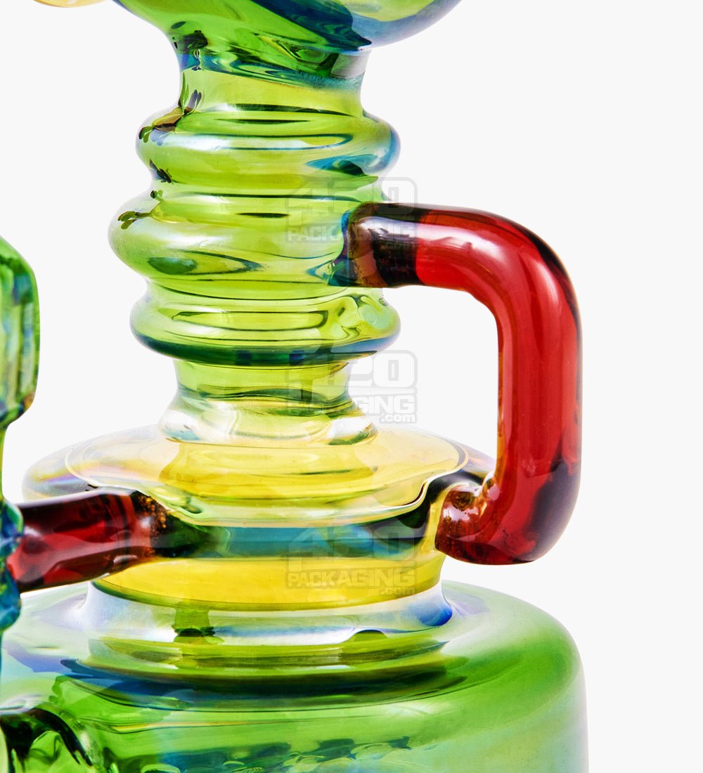 Heady Sidecar Neck Inline Perc Fumed Glass Gas Pump Dab Rig | 7in Tall - 14mm Banger - Green - 5