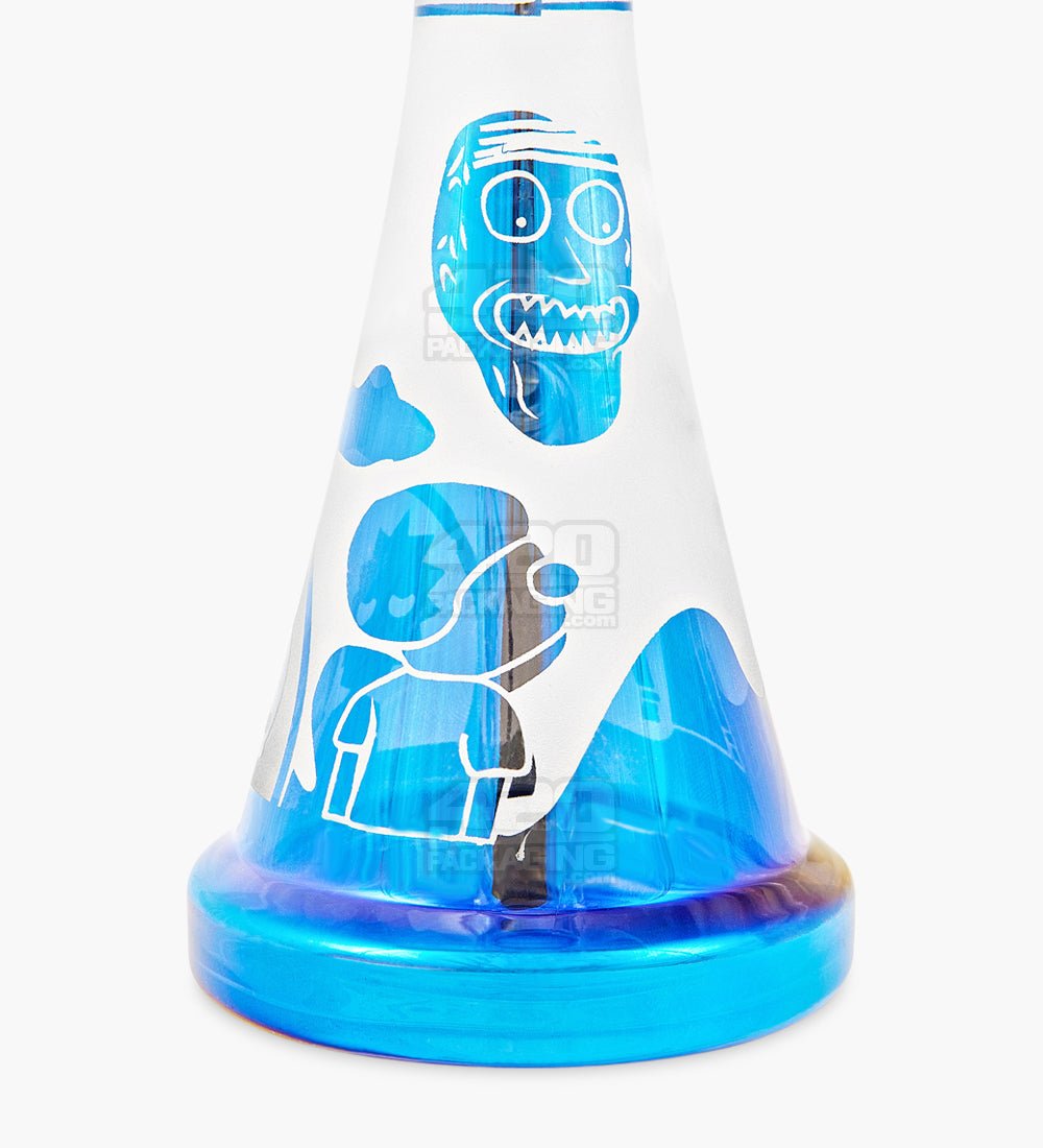 R&M Straight Neck Sandblasted Glass Beaker Dab Rig | 7.5in Tall - 14mm Banger - Blue - 4