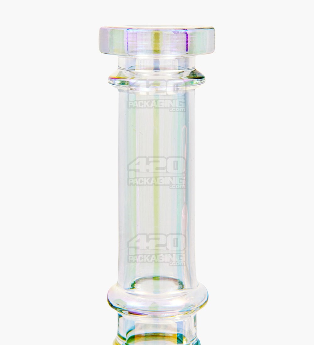 USA Glass Straight Neck Iridescent Fumed Glass Bell Water Pipe | 8in Tall - 14mm Bowl - Blue - 4