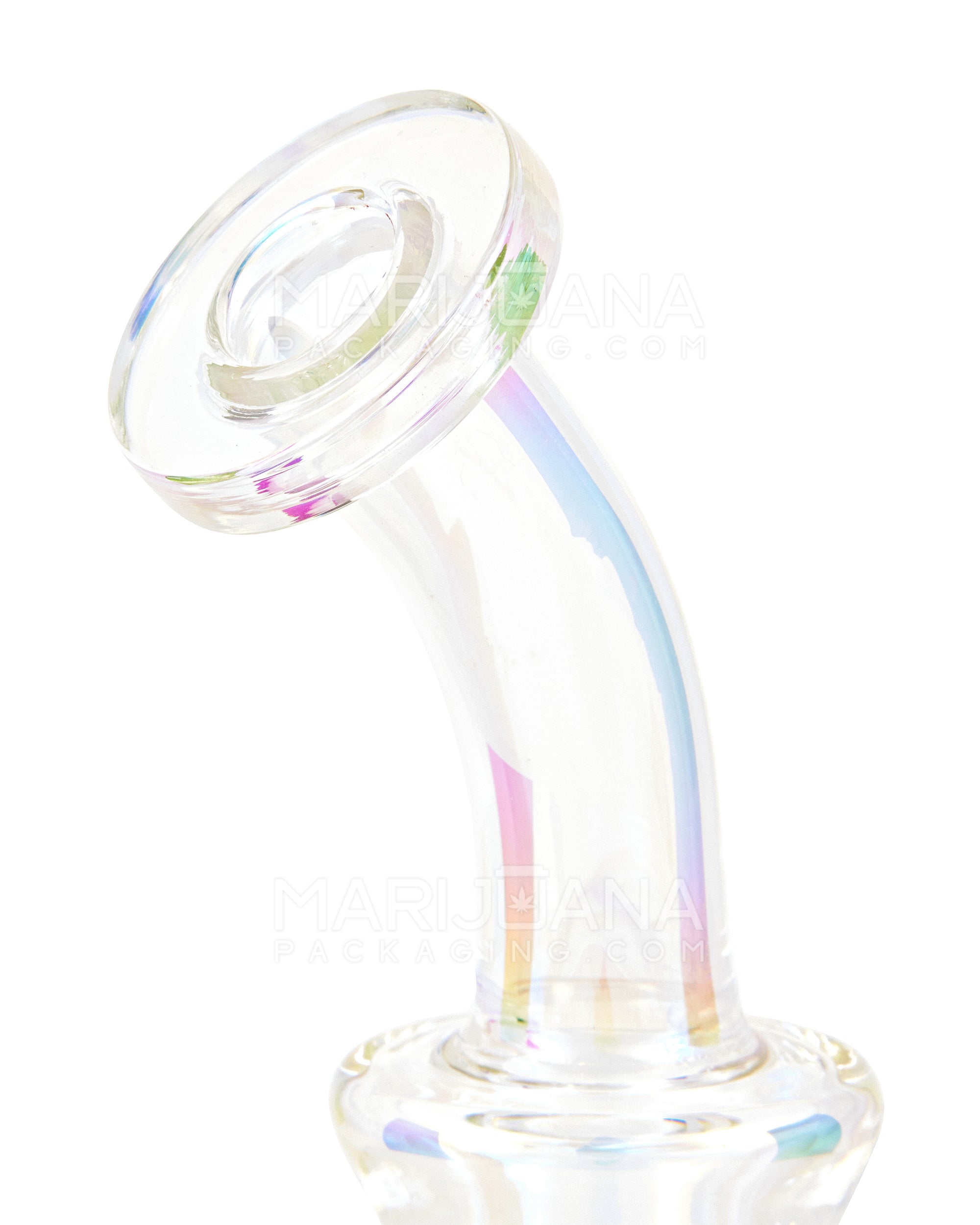 Bent Neck Iridescent Glass Dab Rig | 6in Tall - 14mm Banger - Clear - 3