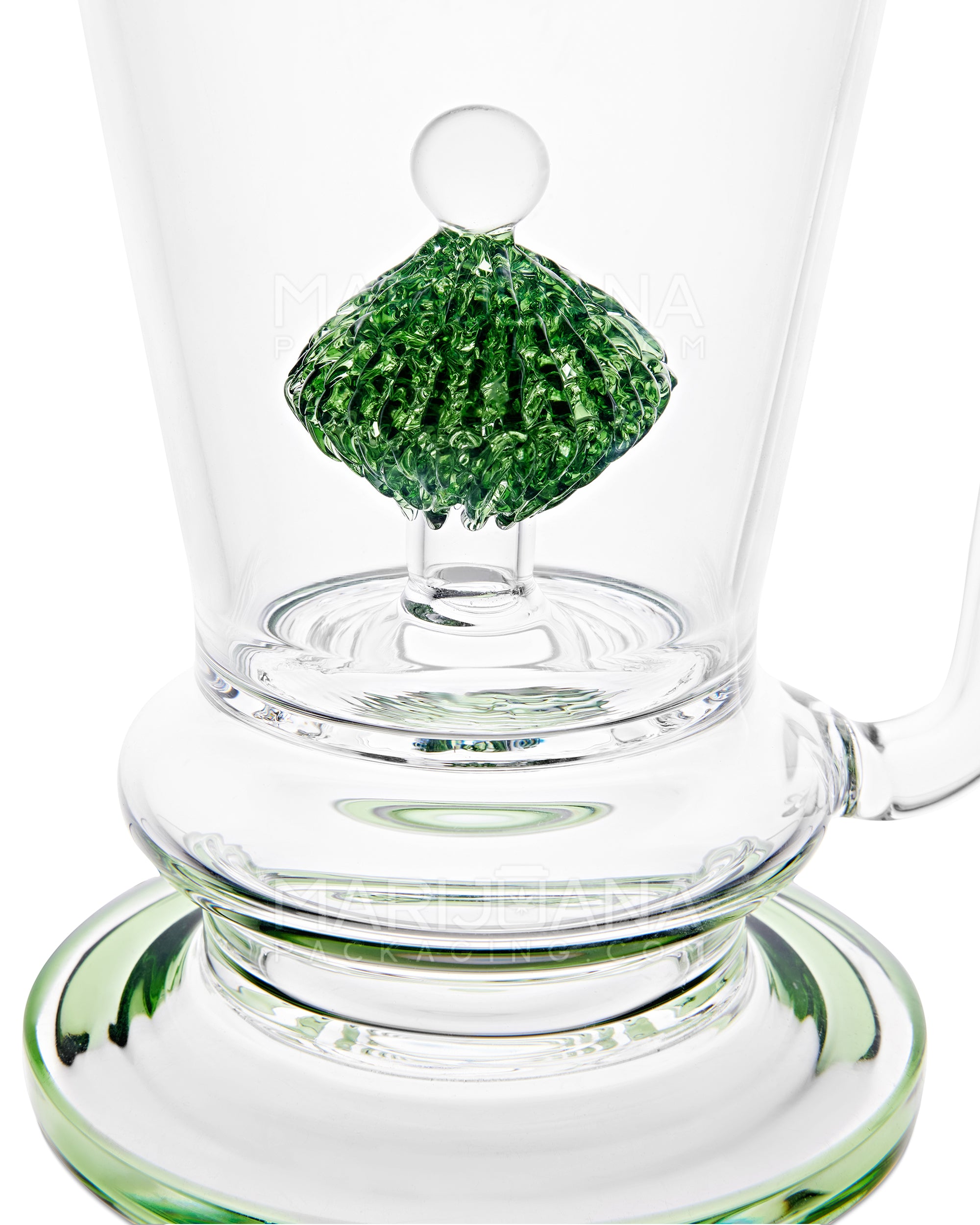 Lattice Perc Glass Water Pipe w/ Thick Base | 10.5in Tall - 14mm Bowl - Green