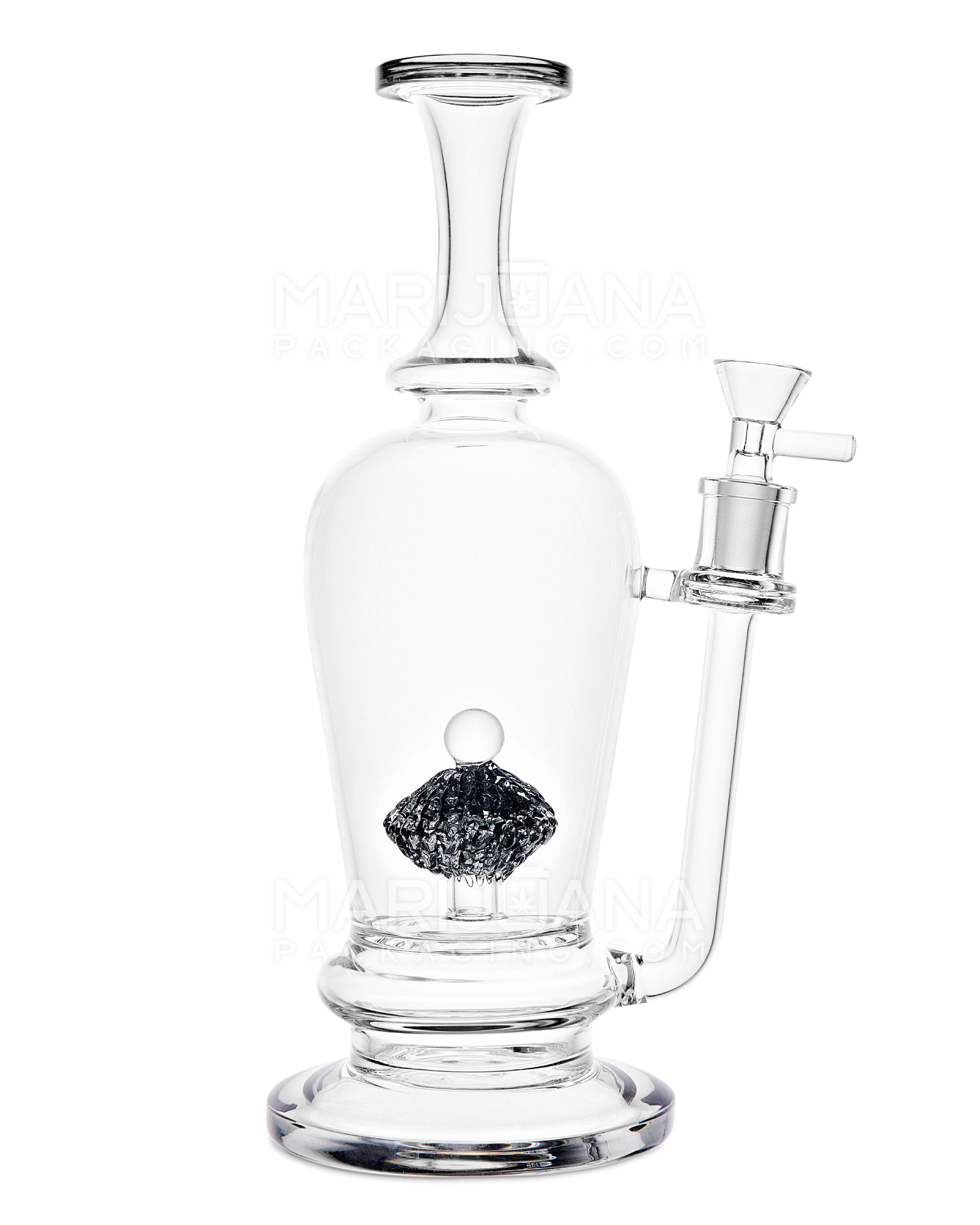 Lattice Perc Glass Water Pipe w/ Thick Base | 10.5in Tall - 14mm Bowl - Smoke - 1