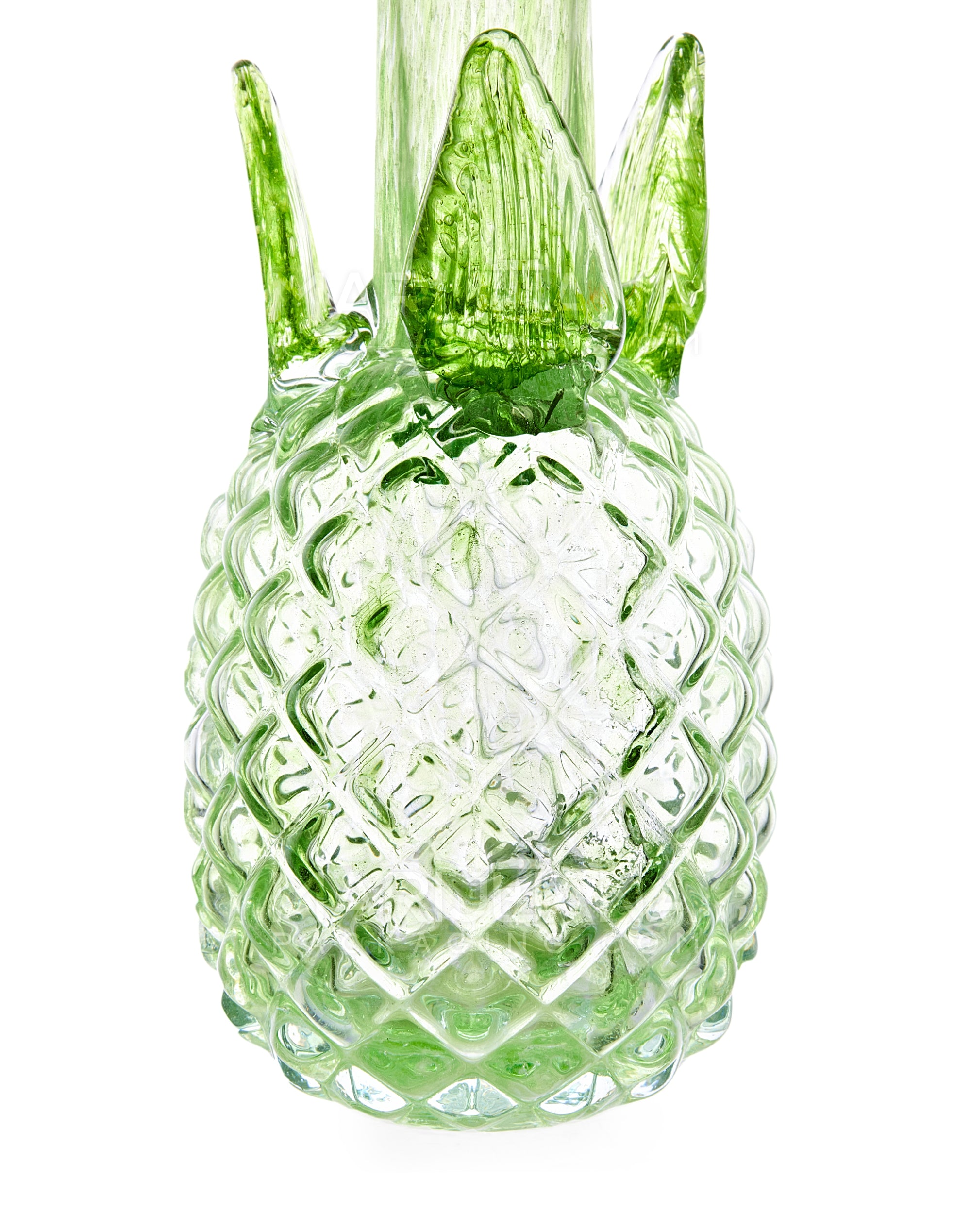 Straight Neck Color Pull Pineapple Glass Water Pipe | 12in Tall - 14mm Bowl - Green
