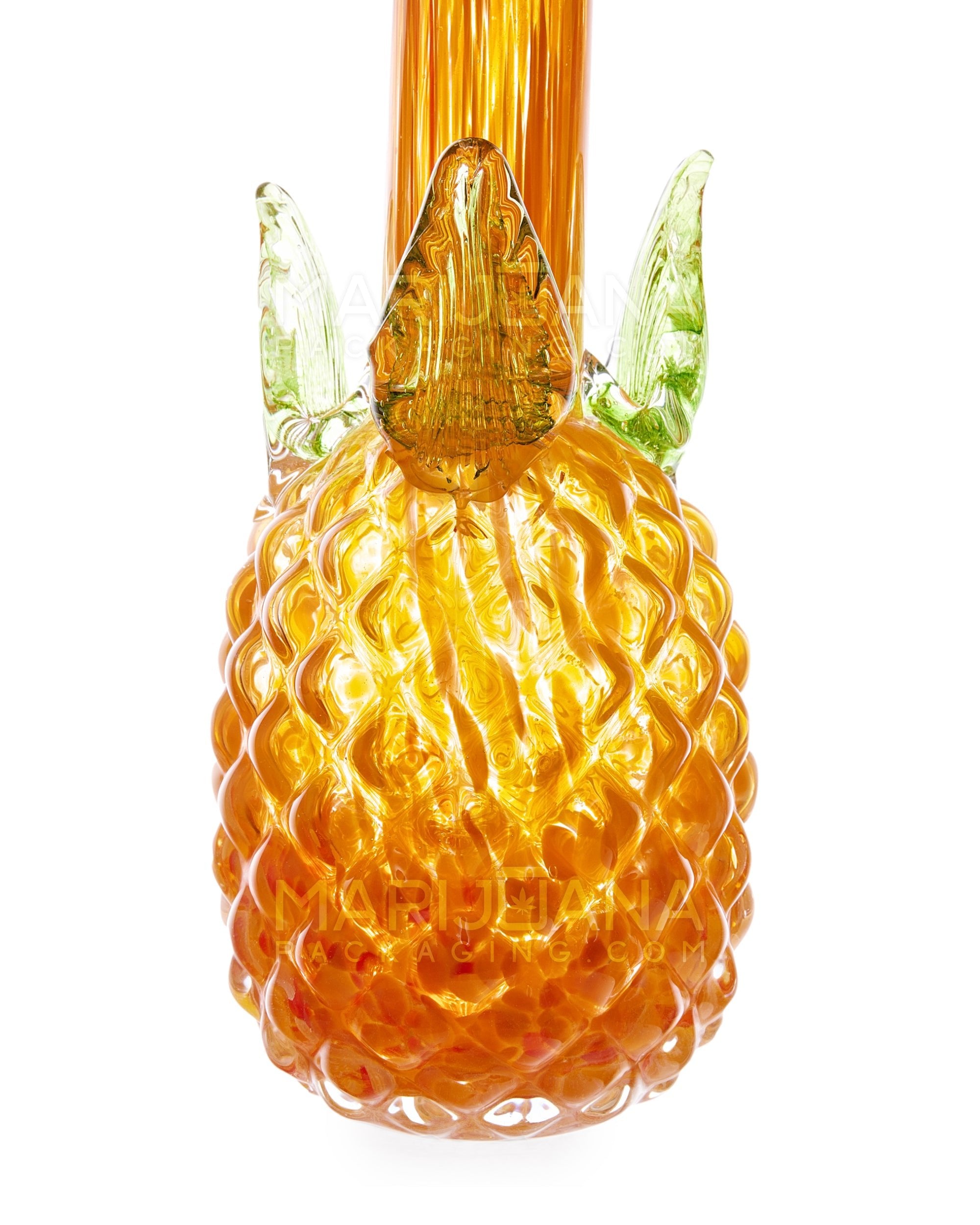 Straight Neck Color Pull Pineapple Glass Water Pipe | 12in Tall - 14mm Bowl - Orange - 3