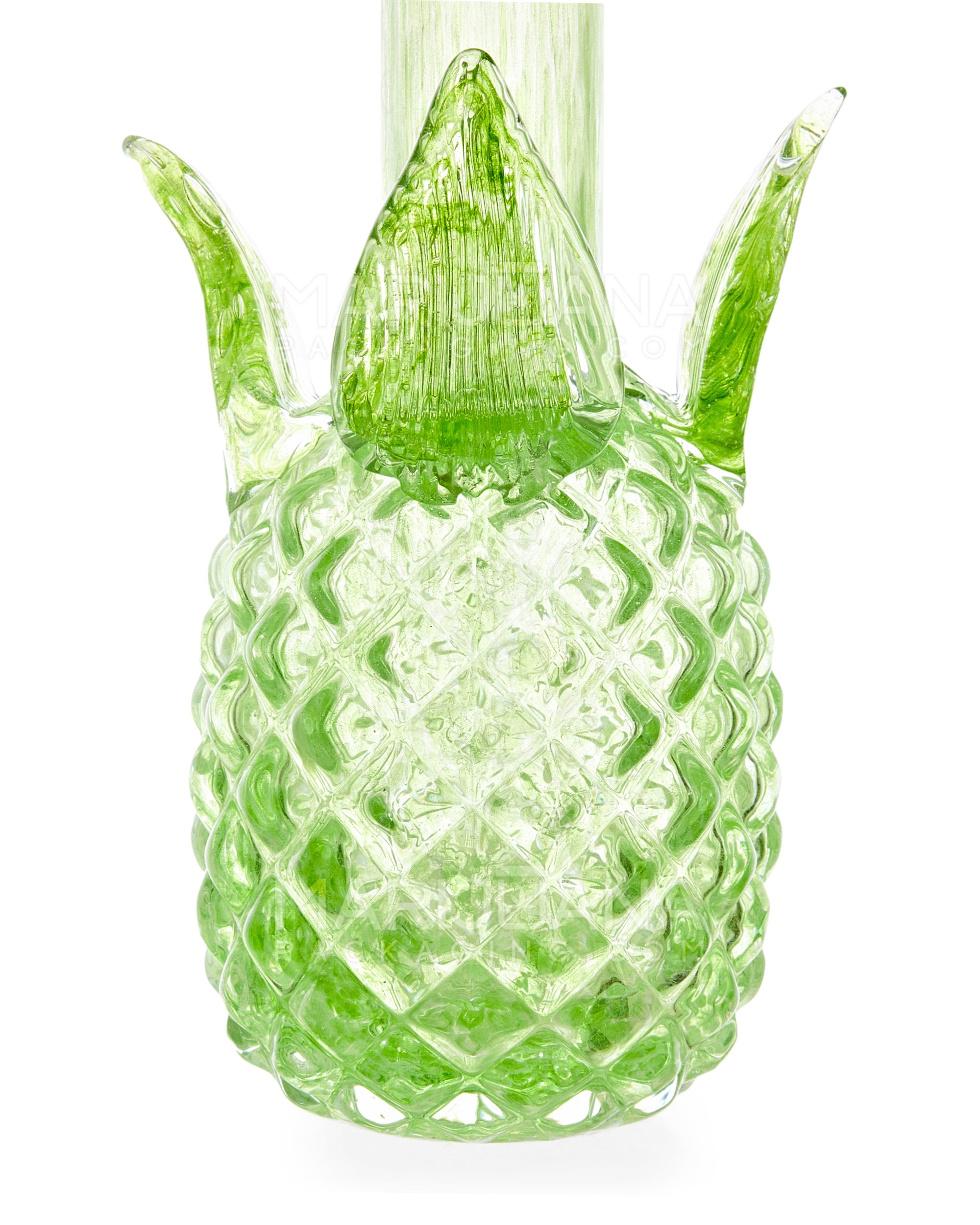Straight Neck Color Pull Pineapple Glass Water Pipe | 16in Tall - 14mm Bowl - Green