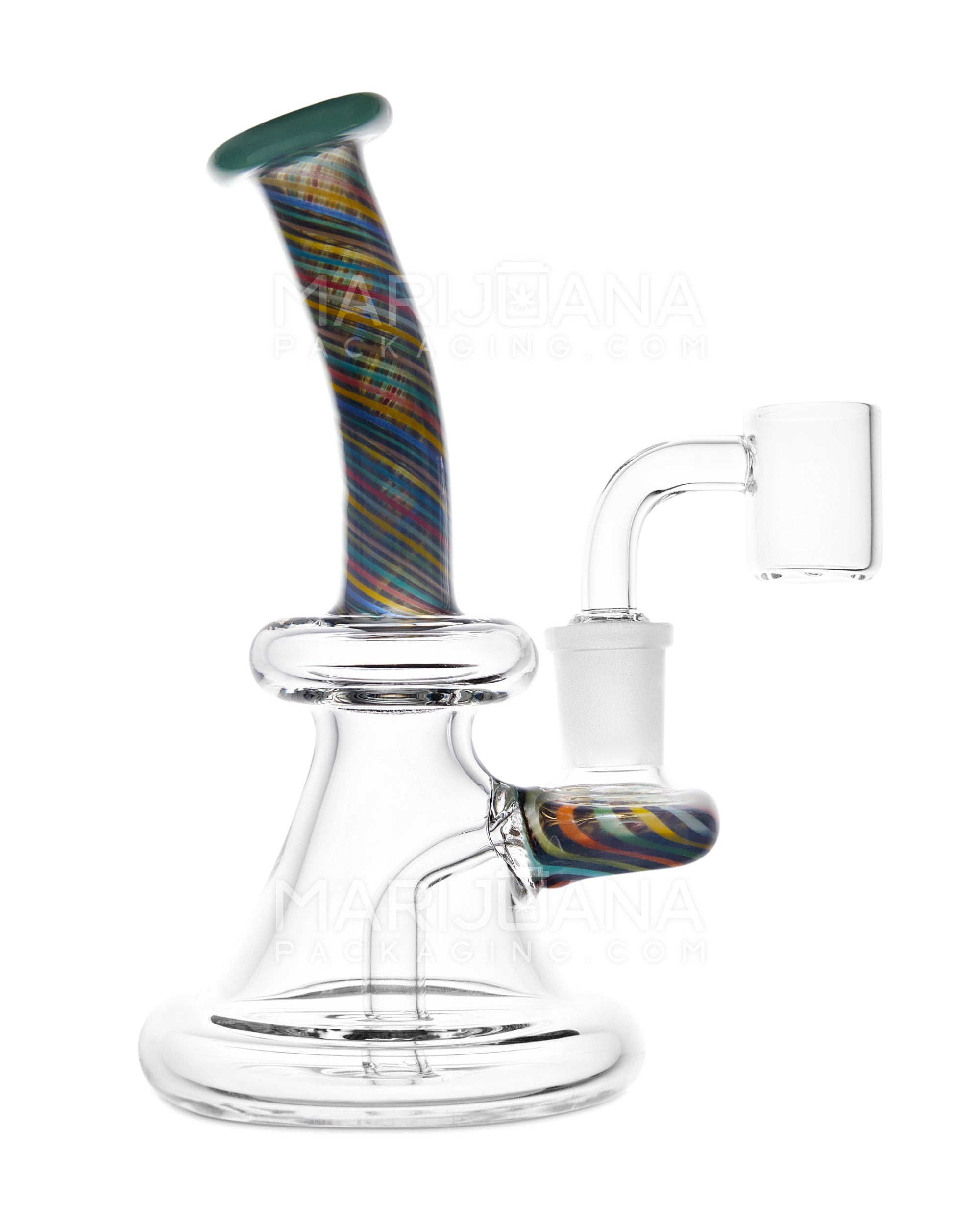 Bent Neck Spiral Glass Beaker Dab Rig | 6in Tall - 14mm Banger - Assorted