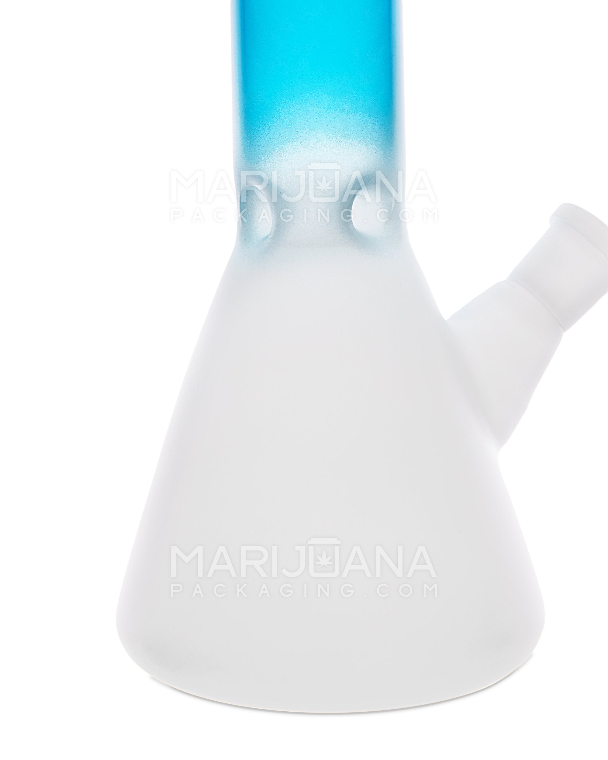 Straight Neck Glass Beaker Water Pipe w/ Ice Catcher | 14in Tall - 14mm Bowl - Blue/White
