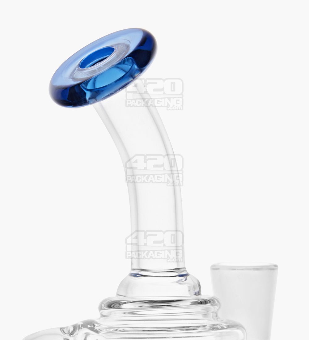 USA Glass Bent Neck Single Uptake Water Pipe w/ Mini Recycler Orb Perc | 5.5in Tall - 10mm Bowl - Blue - 4