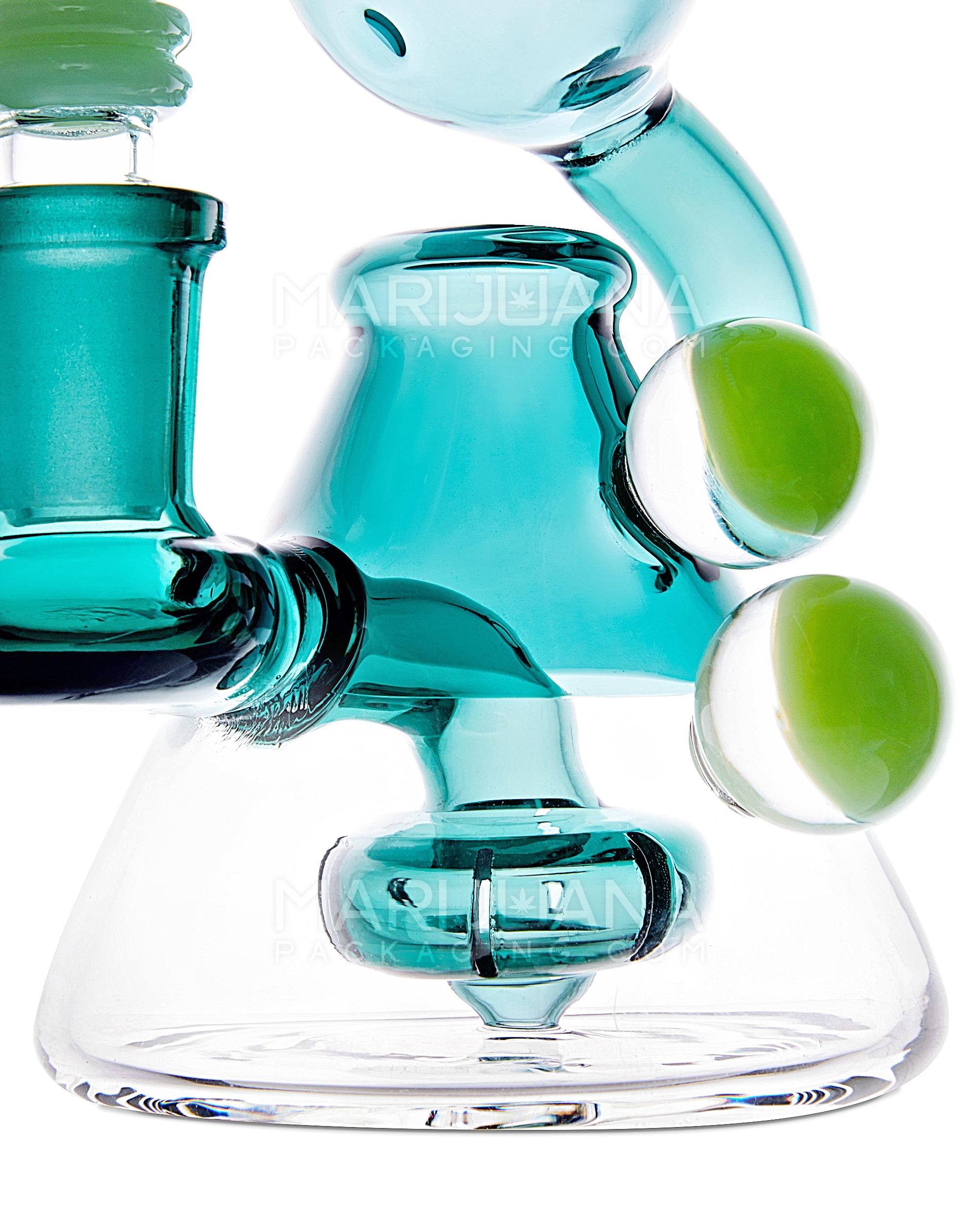 USA Glass | Microscope Mini Water Pipe w/ Showerhead Perc | 5.5in Tall - 14mm Bowl - Teal
