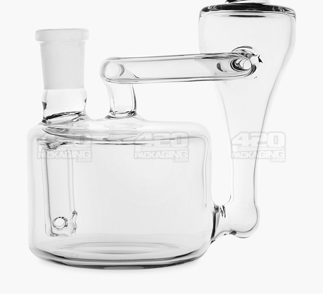 Bent Neck Iridescent Refined Bell Glass Recycler Water Pipe | 7in Tall - 14mm Bowl - Smoke
