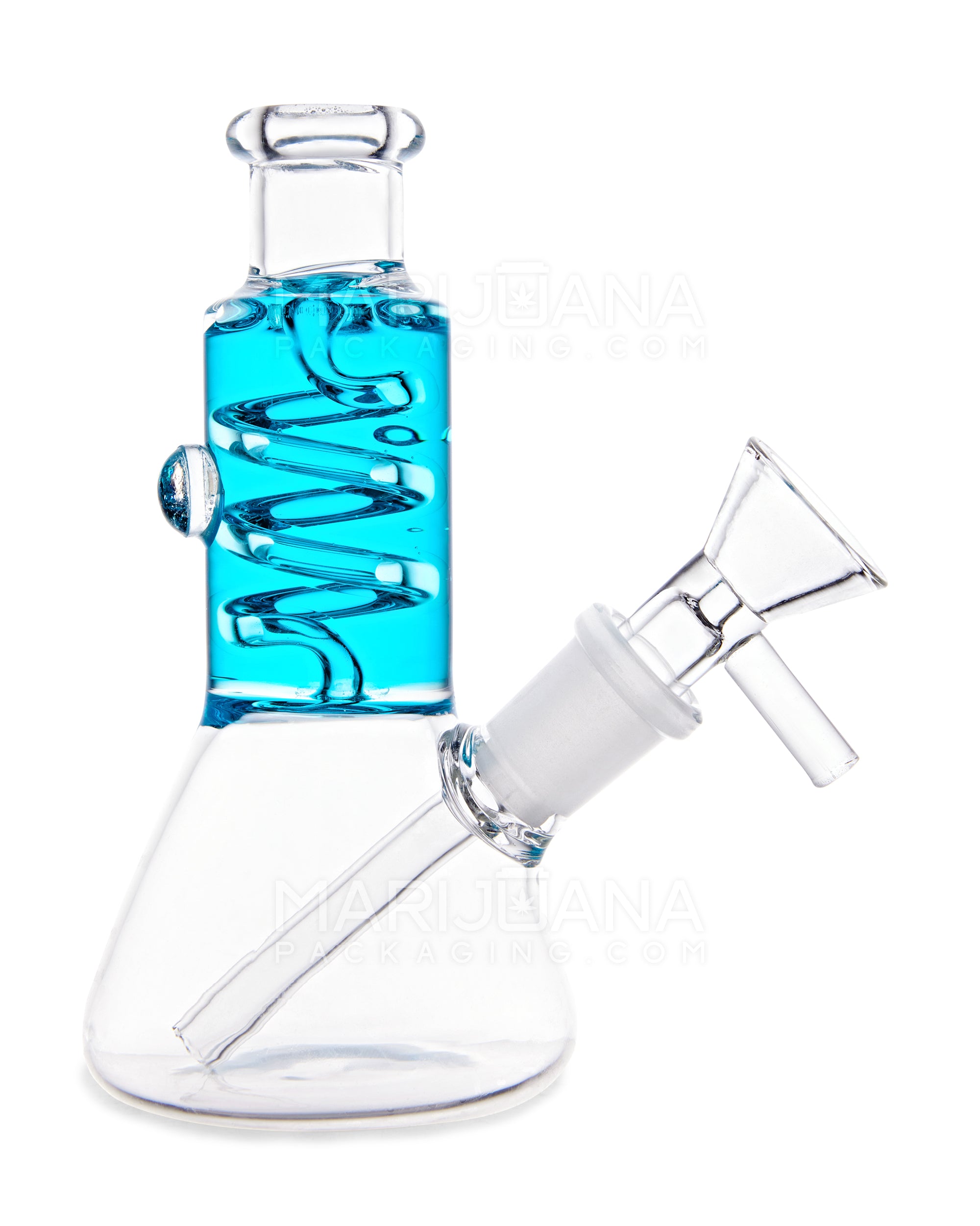 Glycerin Coil Mini Beaker Water Pipe | 5in Long - Glass - Blue - 1