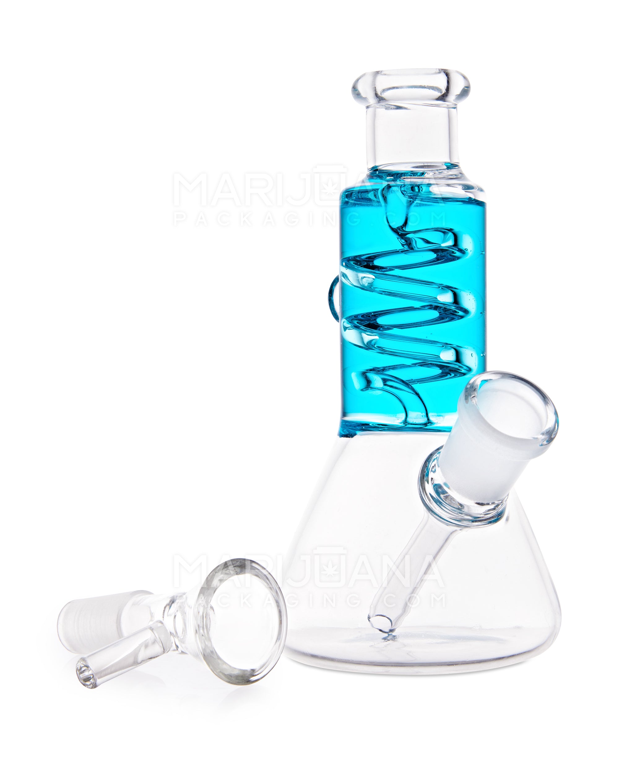 Glycerin Coil Mini Beaker Water Pipe | 5in Long - Glass - Blue - 2