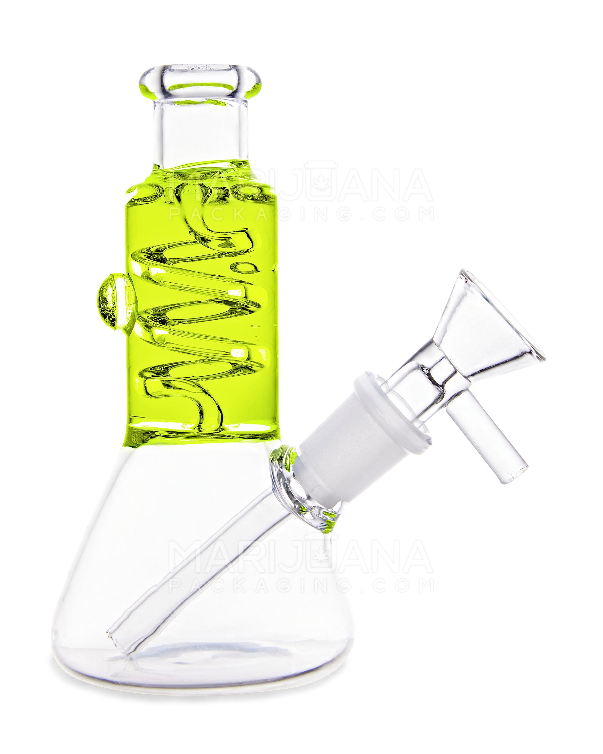 Glycerin Coil Mini Beaker Water Pipe | 5in Long - Glass - Green