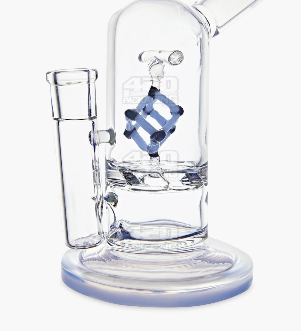 USA Glass Vortex Perc Glass Water Pipe w/ Spinning Cube | 7in Tall - 14mm Bowl - Blue - 3