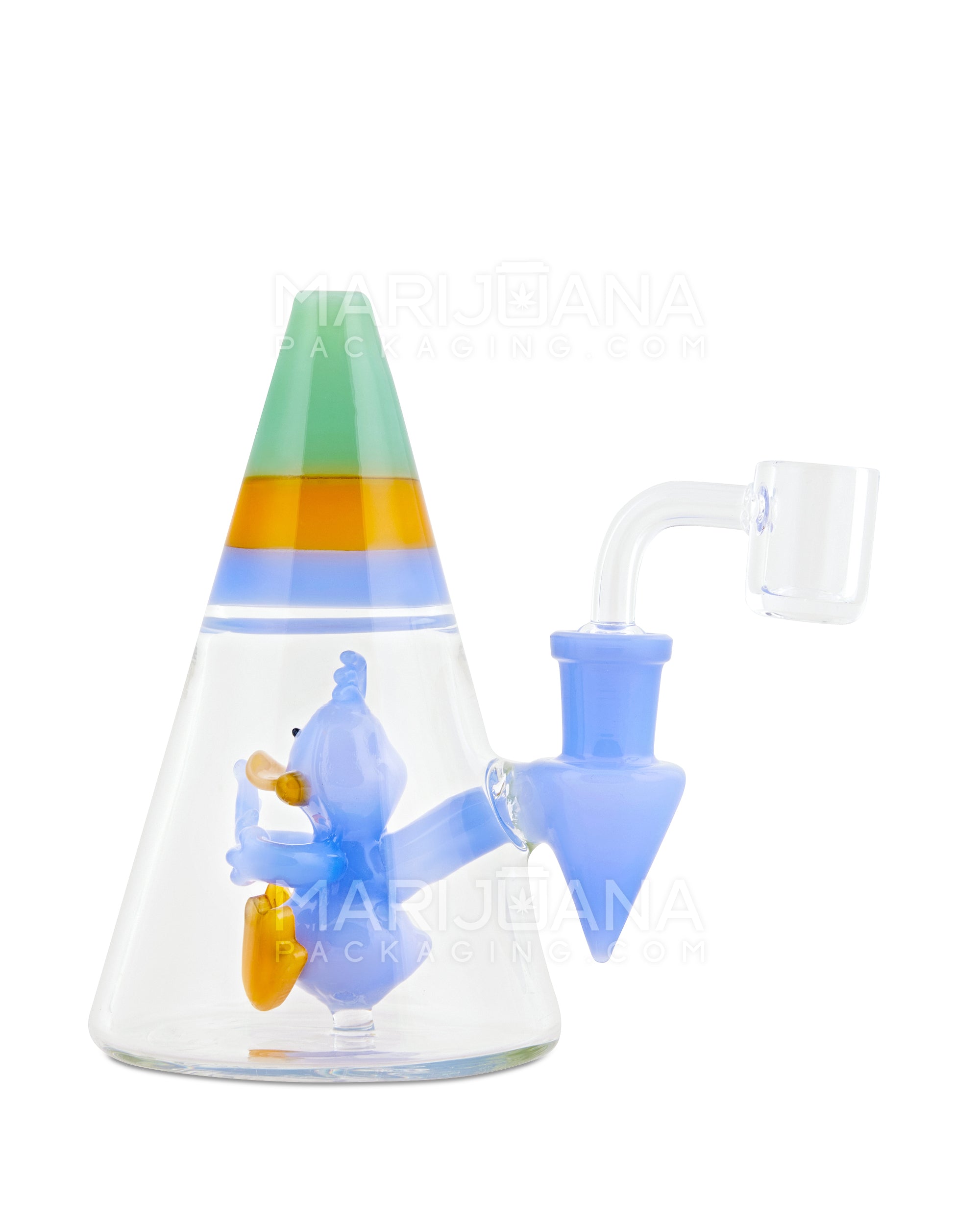USA Glass | Glass Cone Dab Rig w/ 2 Hole Duck Perc | 5.5in Tall - 14mm Banger - Assorted