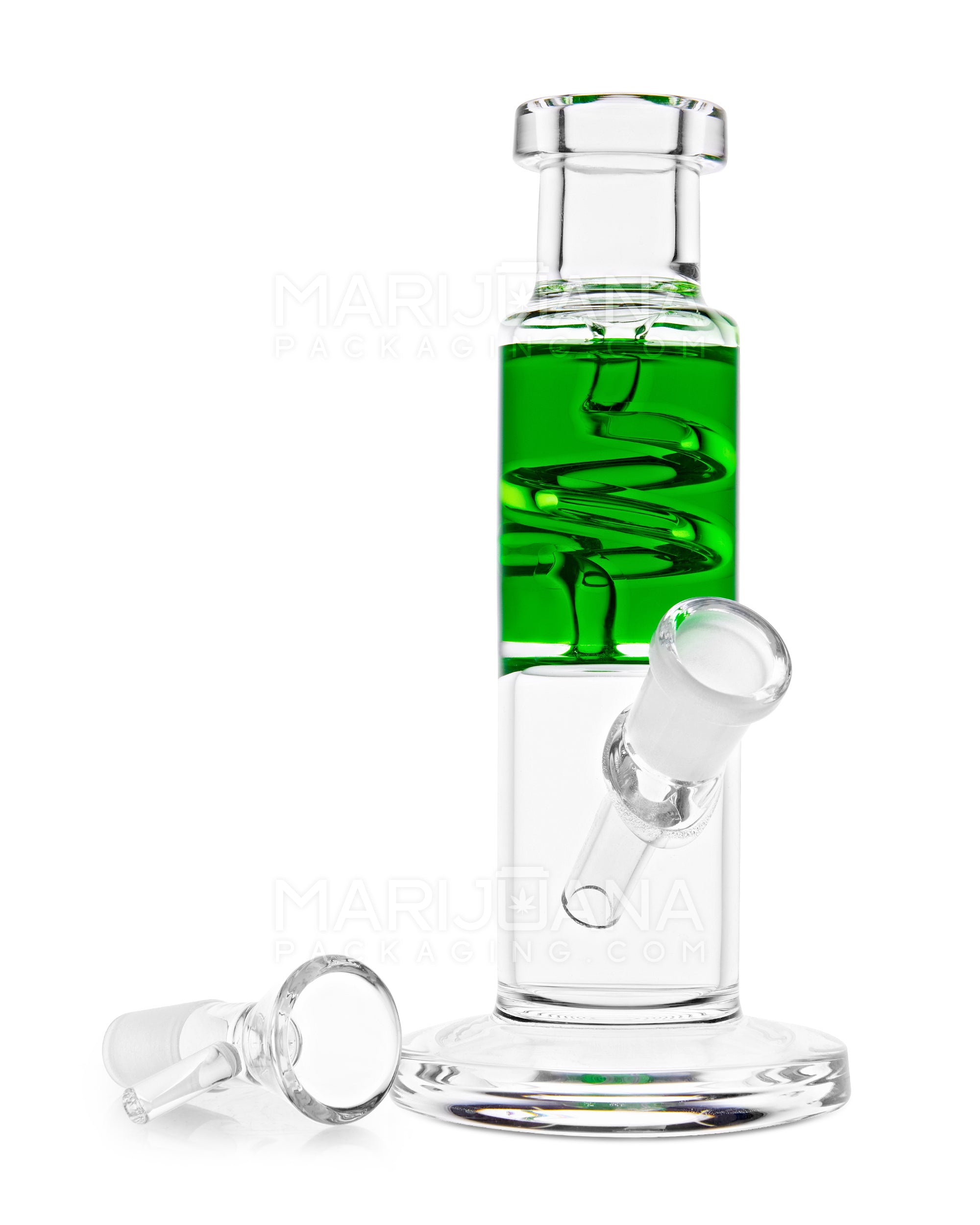 Glycerin Coil Mini Straight Tube Water Pipe | 6in Long - Glass - Green
