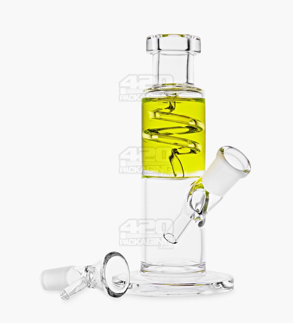 Glycerin Coil Mini Straight Tube Water Pipe | 6in Long - Glass - Yellow - 2