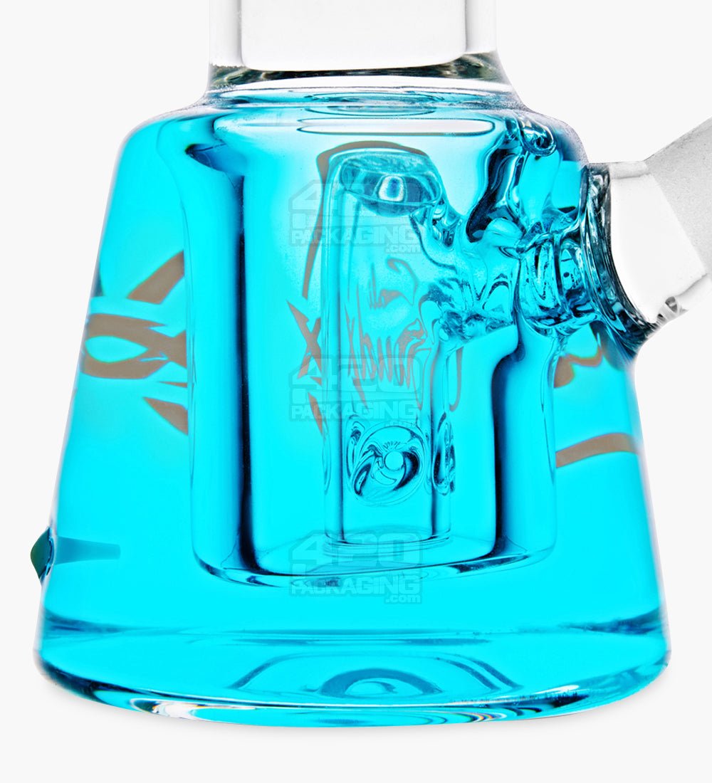 Glycerin Filled Mini Straight Water Pipe w/ Ice Catcher | 6in Long - Glass - Blue - 3