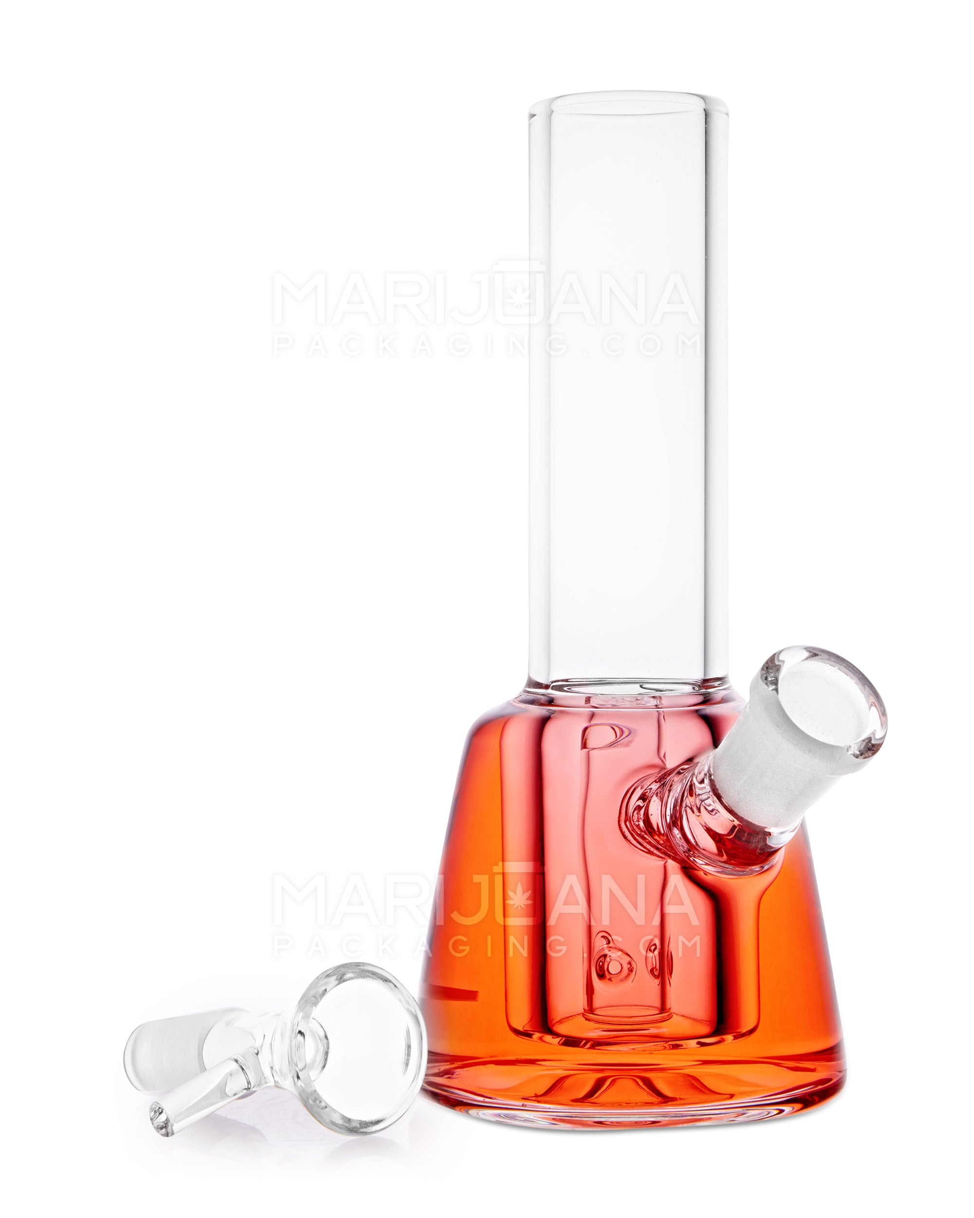 Glycerin Filled Mini Straight Water Pipe w/ Ice Catcher | 6in Long - Glass - Red - 2