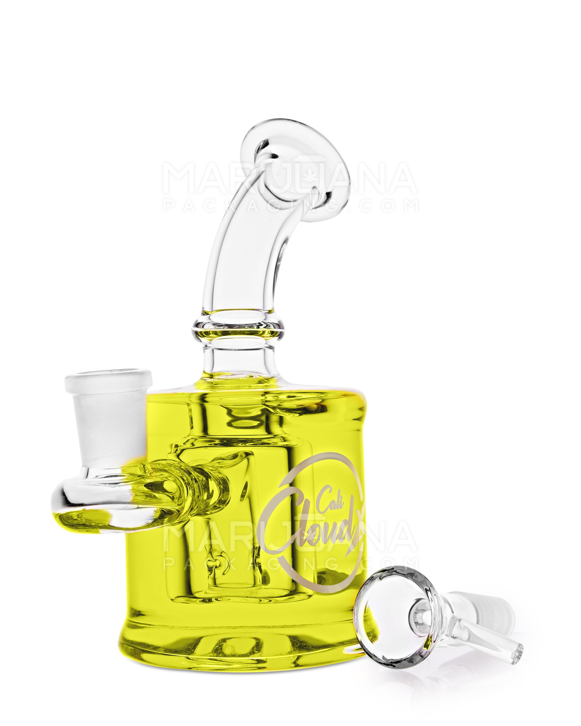 Glycerin Filled Mini Straight Water Pipe w/ Ice Catcher | 6in Long - 14mm Bowl - Yellow