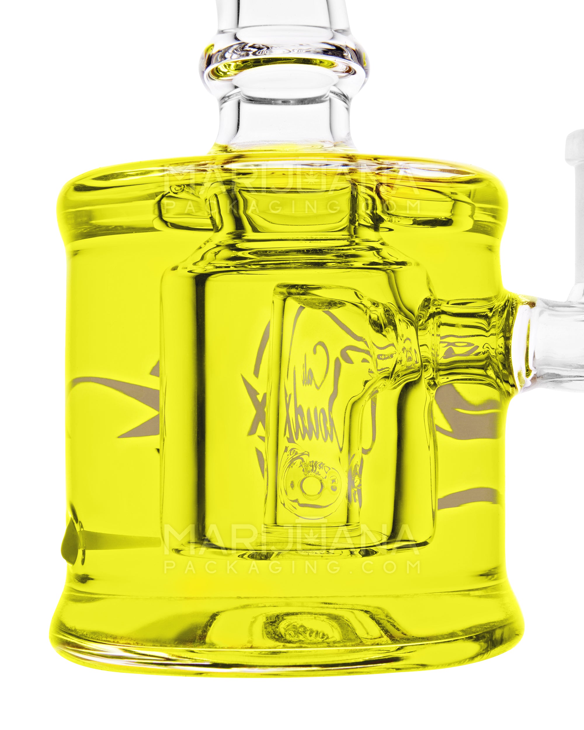 Glycerin Filled Mini Straight Water Pipe w/ Ice Catcher | 6in Long - 14mm Bowl - Yellow
