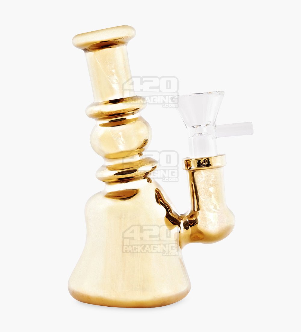 Electroplated Mini Beaker Water Pipe | 4.75in Tall - 14mm Bowl - Gold - 1