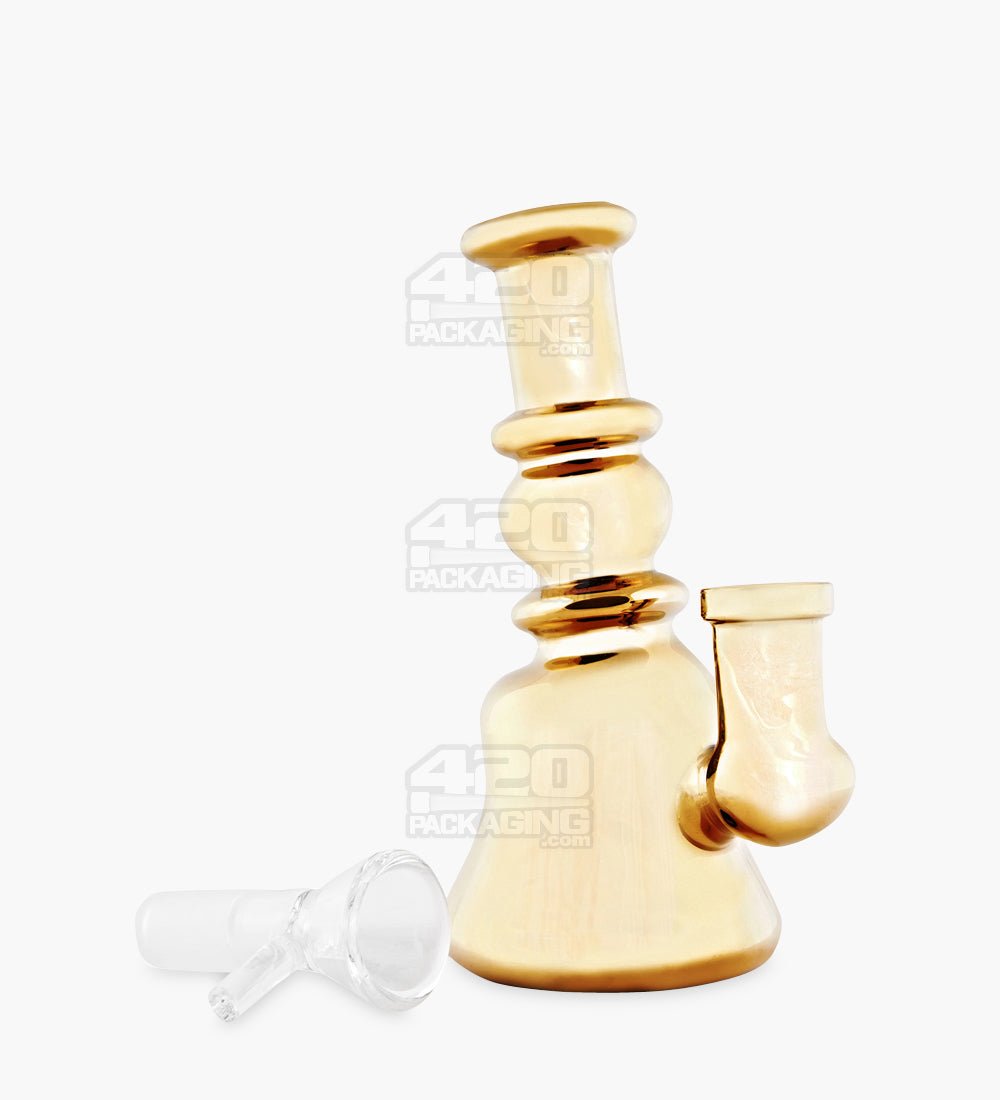 Electroplated Mini Beaker Water Pipe | 4.75in Tall - 14mm Bowl - Gold - 2