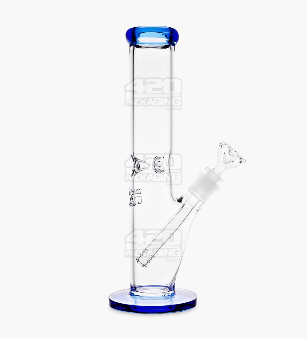 USA Glass Straight Neck Tube Glass Water Pipe w/ Ice Catcher | 12.5in Tall - 14mm Bowl - Blue - 1