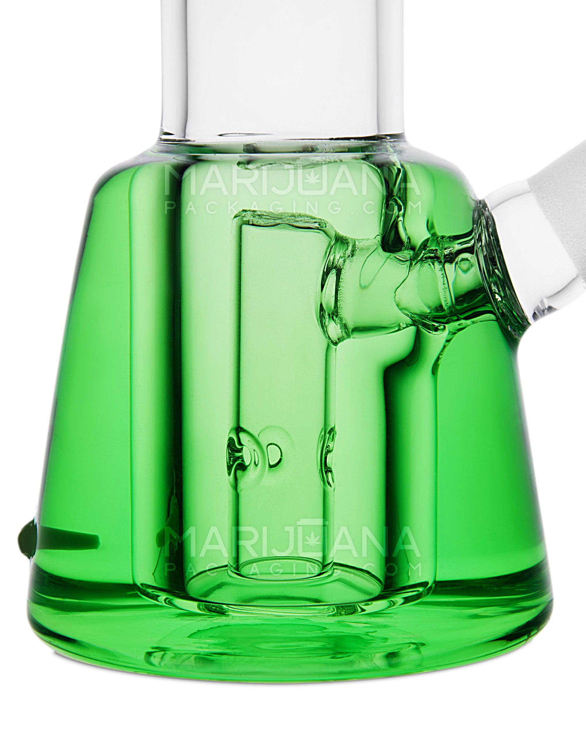Glycerin Filled Mini Straight Neck Water Pipe w/ Ice Catcher | 6.25in Long - Glass - Green