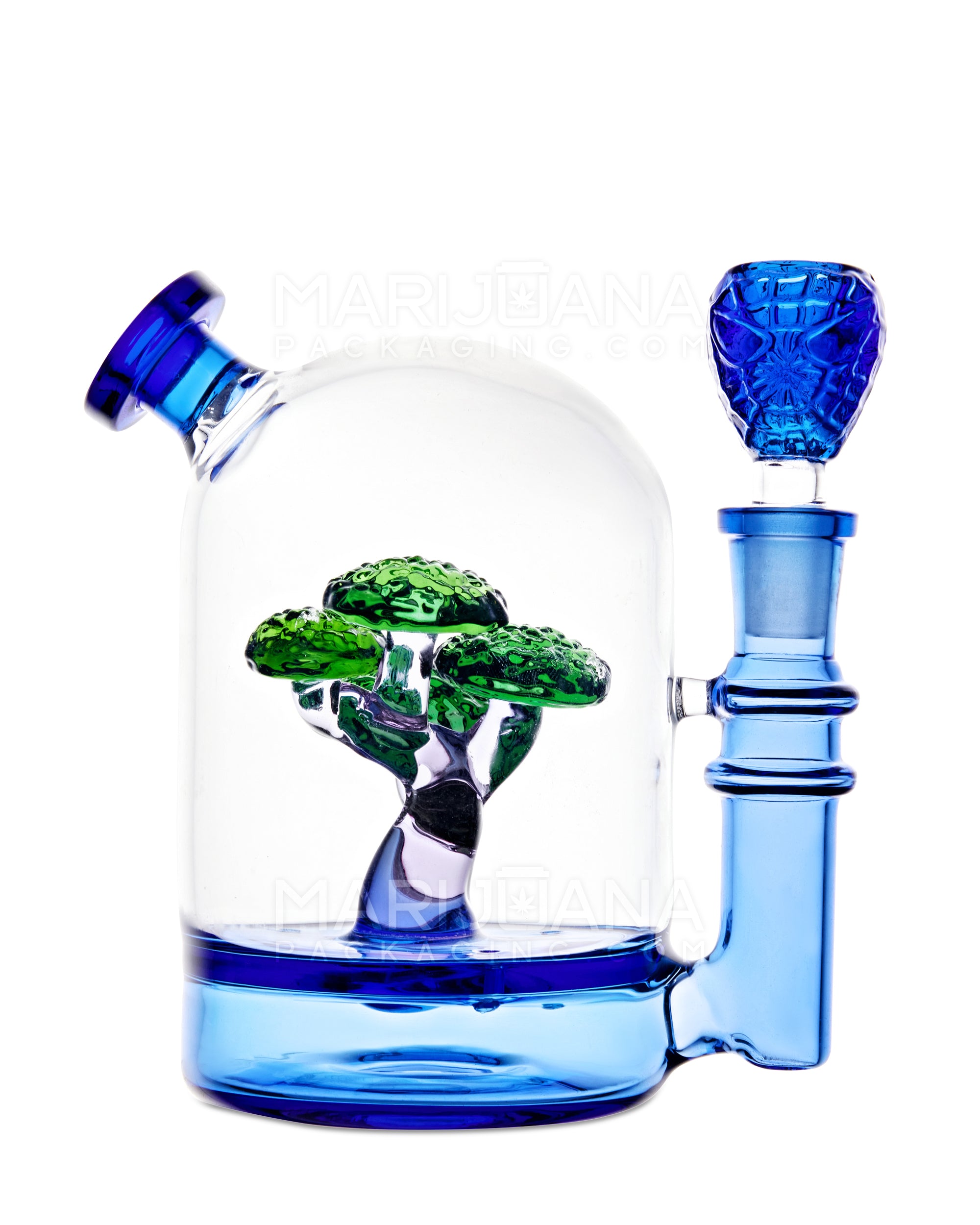 Mini Bonsai Tree Design Glass Water Pipe | 5in Tall - 14mm Bowl - Blue