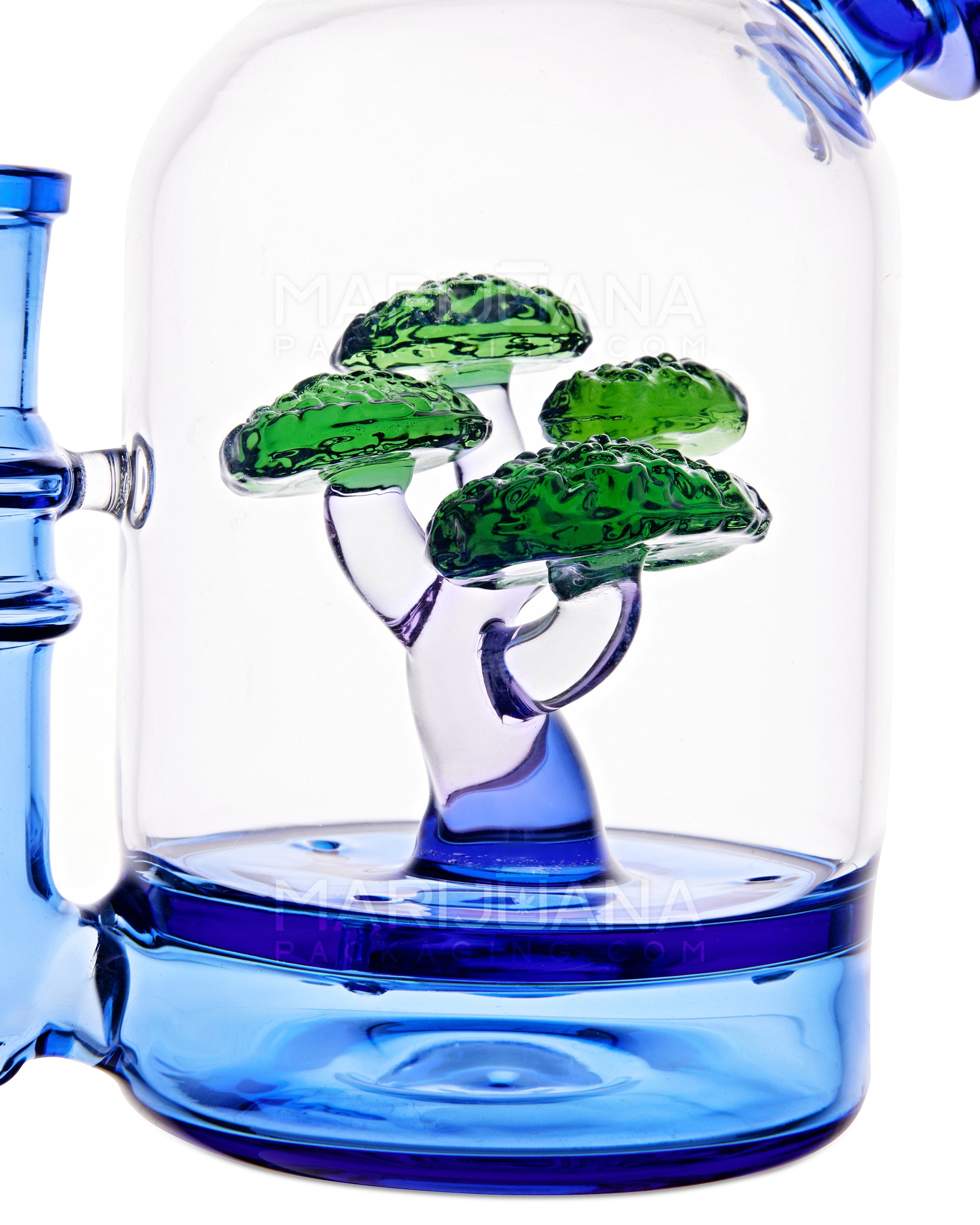 Mini Bonsai Tree Design Glass Water Pipe | 5in Tall - 14mm Bowl - Blue