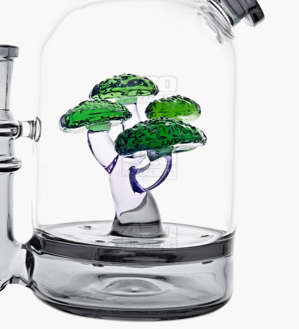 Mini Bonsai Tree Design Glass Water Pipe | 5in Tall - 14mm Bowl - Smoke - 3