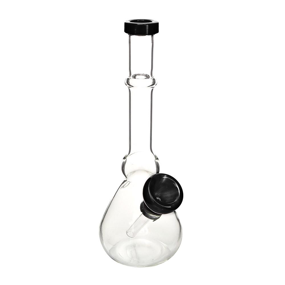 Straight Neck Diffused Downstem Glass Beaker Water Pipe | 7in Tall - 14mm Bowl - Black - 5
