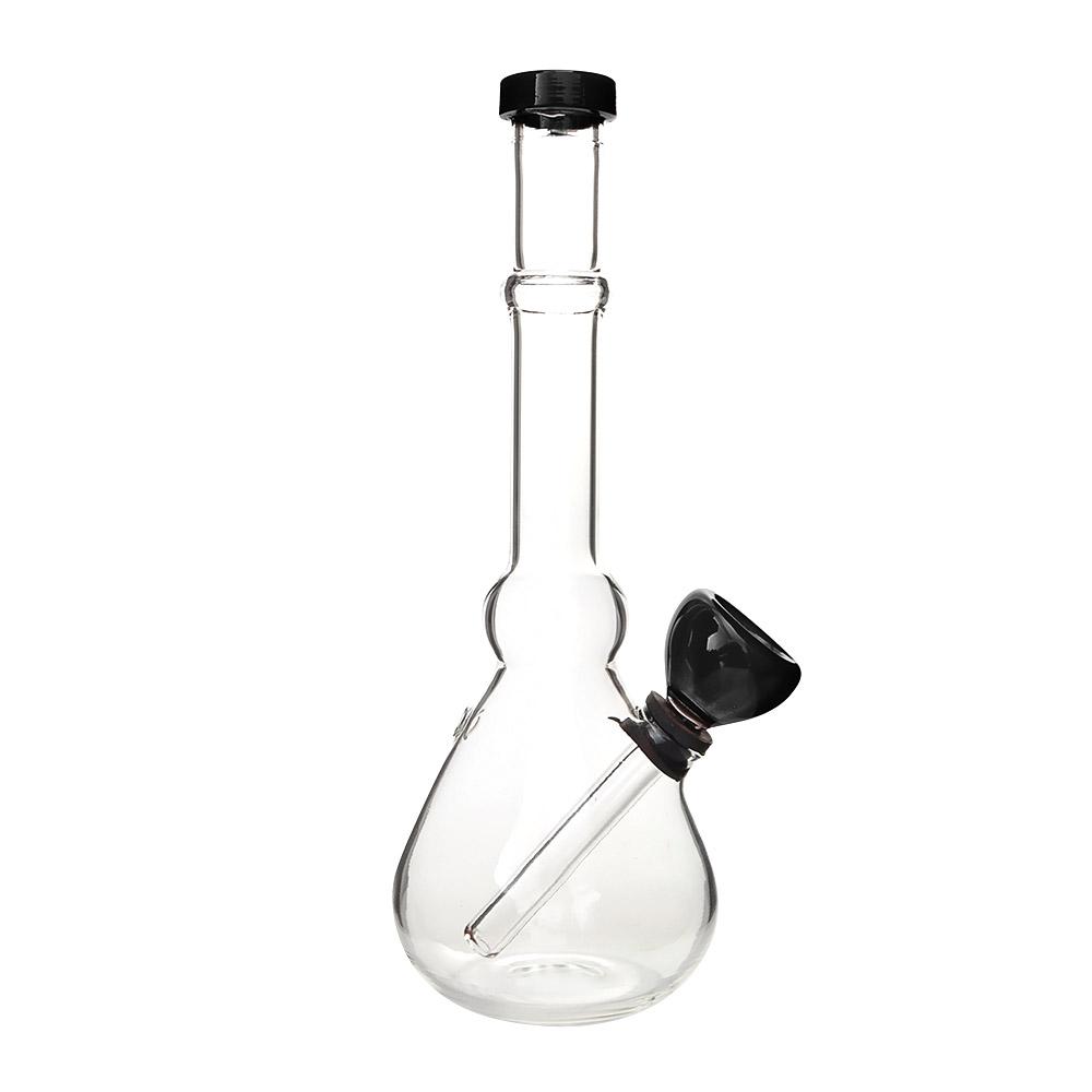 Straight Neck Diffused Downstem Glass Beaker Water Pipe | 7in Tall - 14mm Bowl - Black - 3