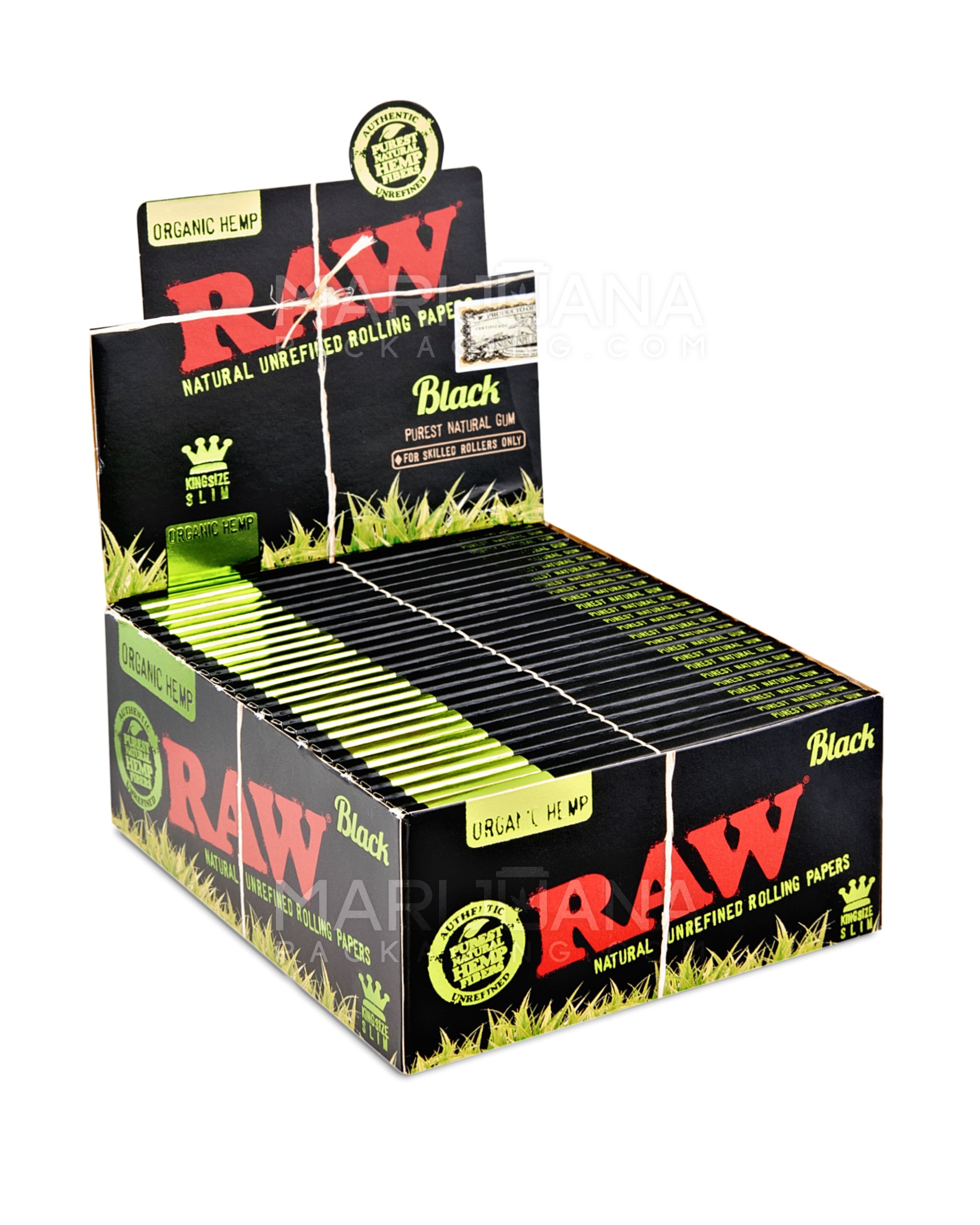 RAW | 'Retail Display' King Size Black Organic Hemp Rolling Papers | 109mm - Classic - 50 Count - 1