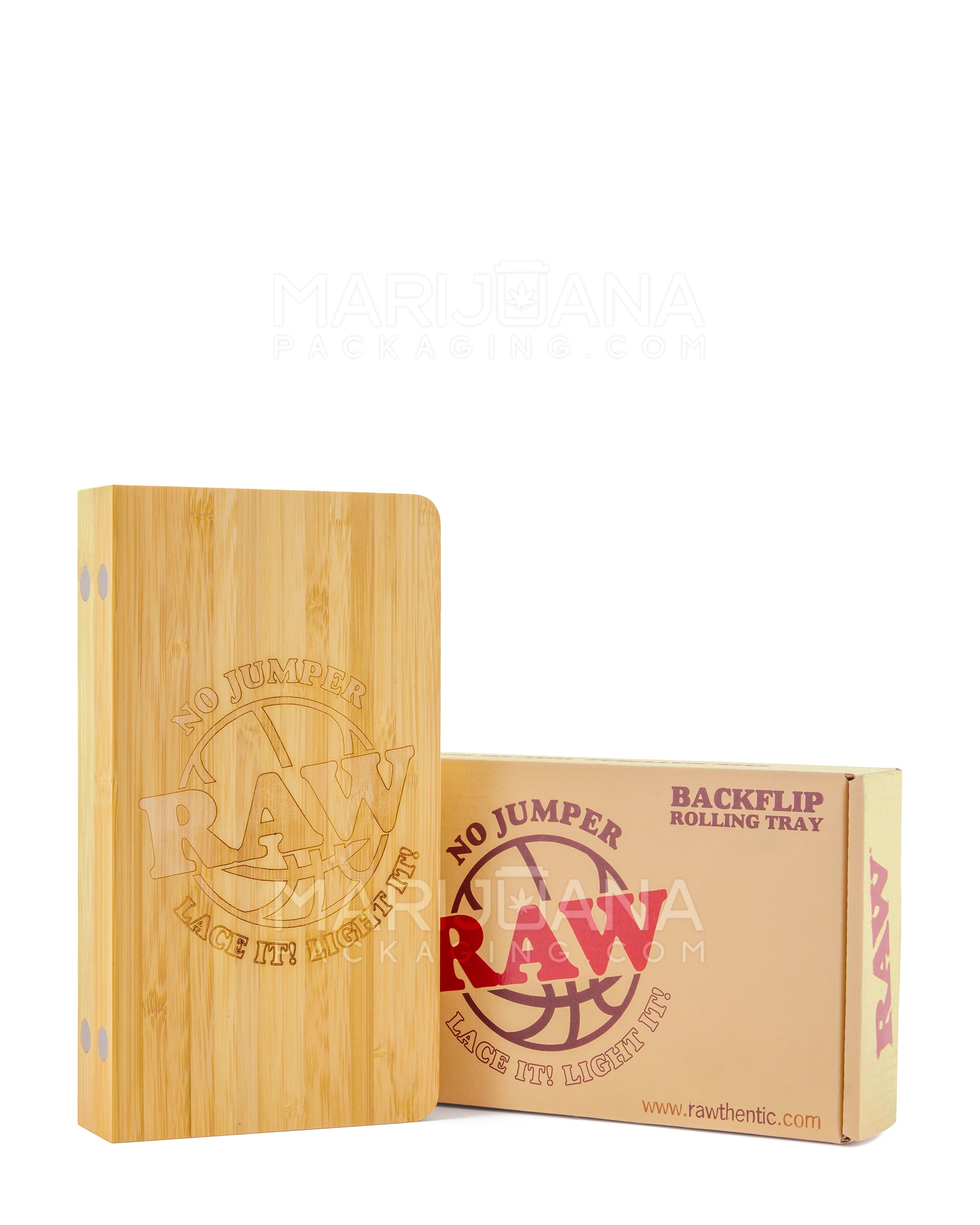 RAW | No Jumpers Backflip Magnetic Wood Rolling Tray | 14in x 11in - Large - Wood - 4