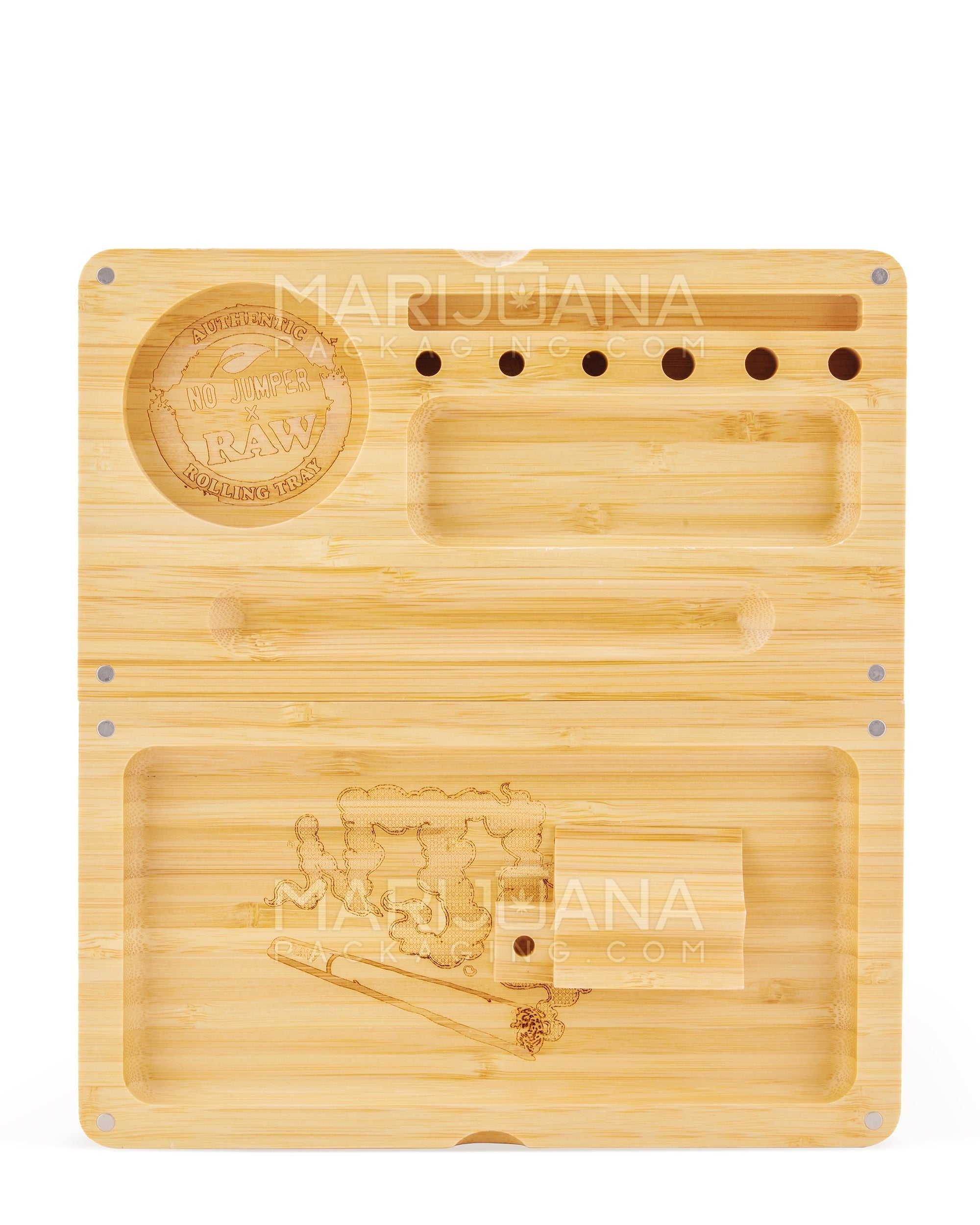 RAW | No Jumpers Backflip Magnetic Wood Rolling Tray | 14in x 11in - Large - Wood - 2