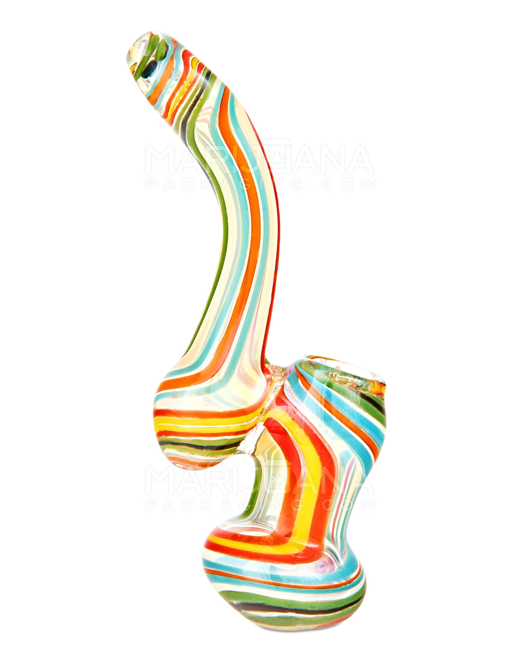 Flat Mouth Swirl & Spiral Glass Bubbler | 6.5in Tall - Glass - Assorted - 6