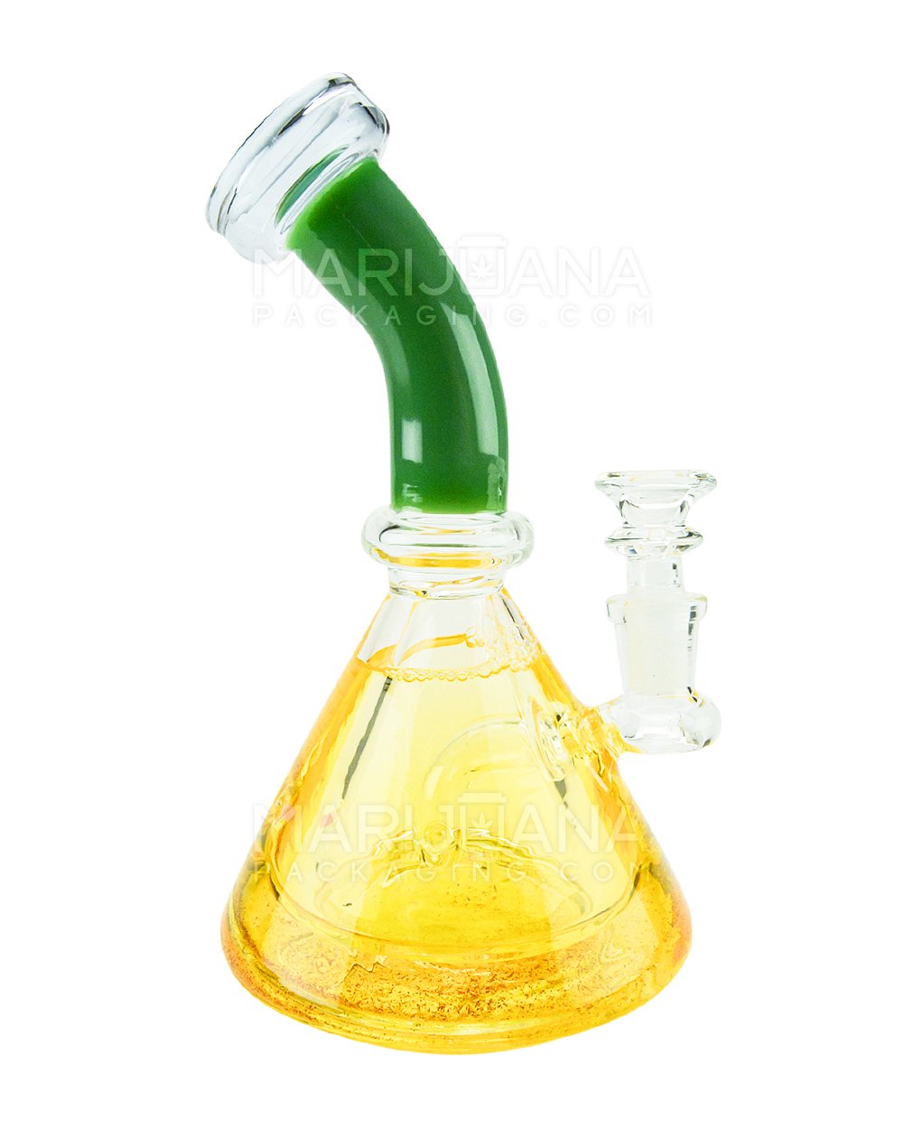 Bent Neck Glycerin Glitter Beaker Water Pipe | 7.5in Tall - 14mm Bowl - Green - 2