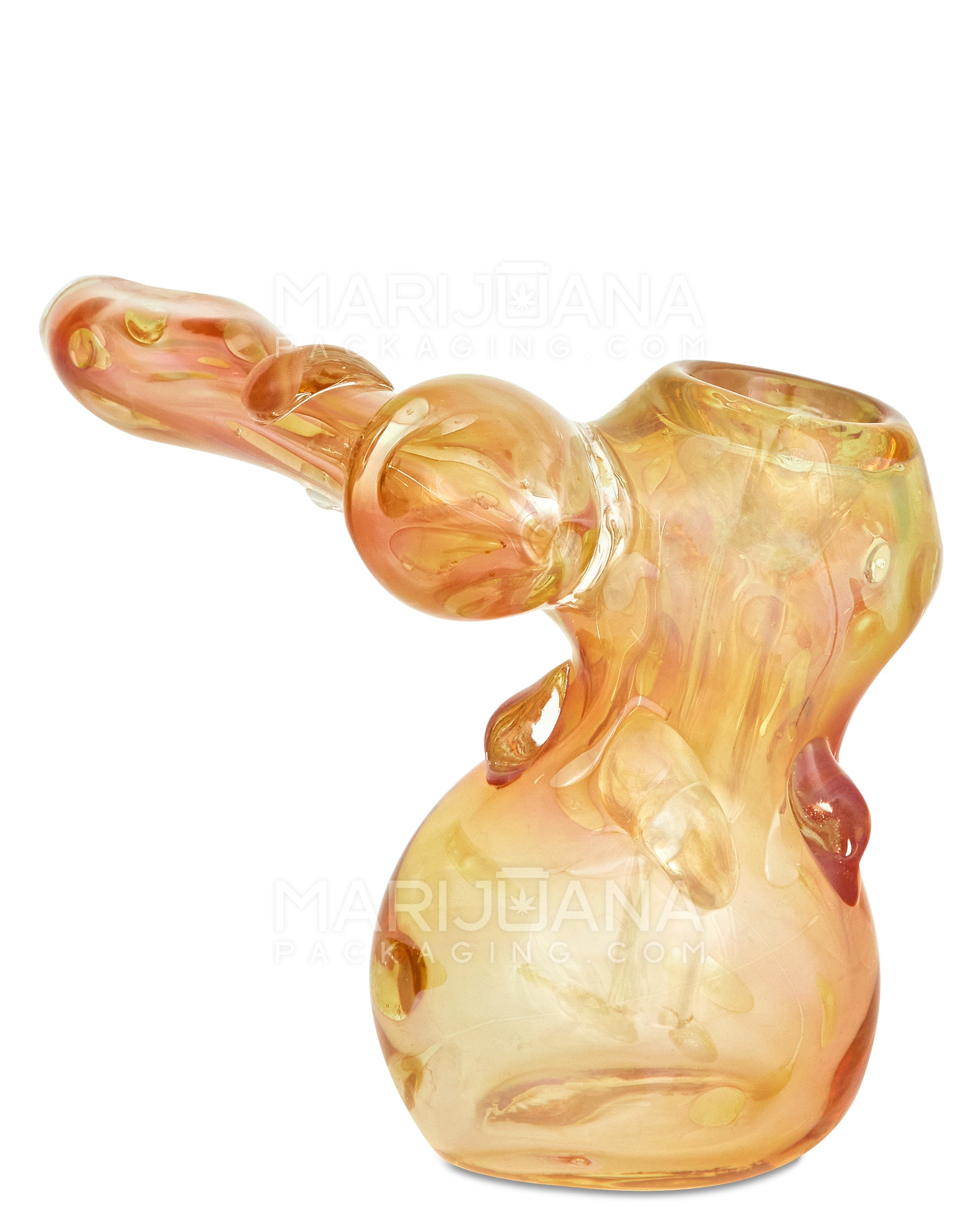 Flat Mouth Multi Fumed & Bubble Trap Sidecar Bubbler | 4in Tall - Glass - Rose Gold - 10