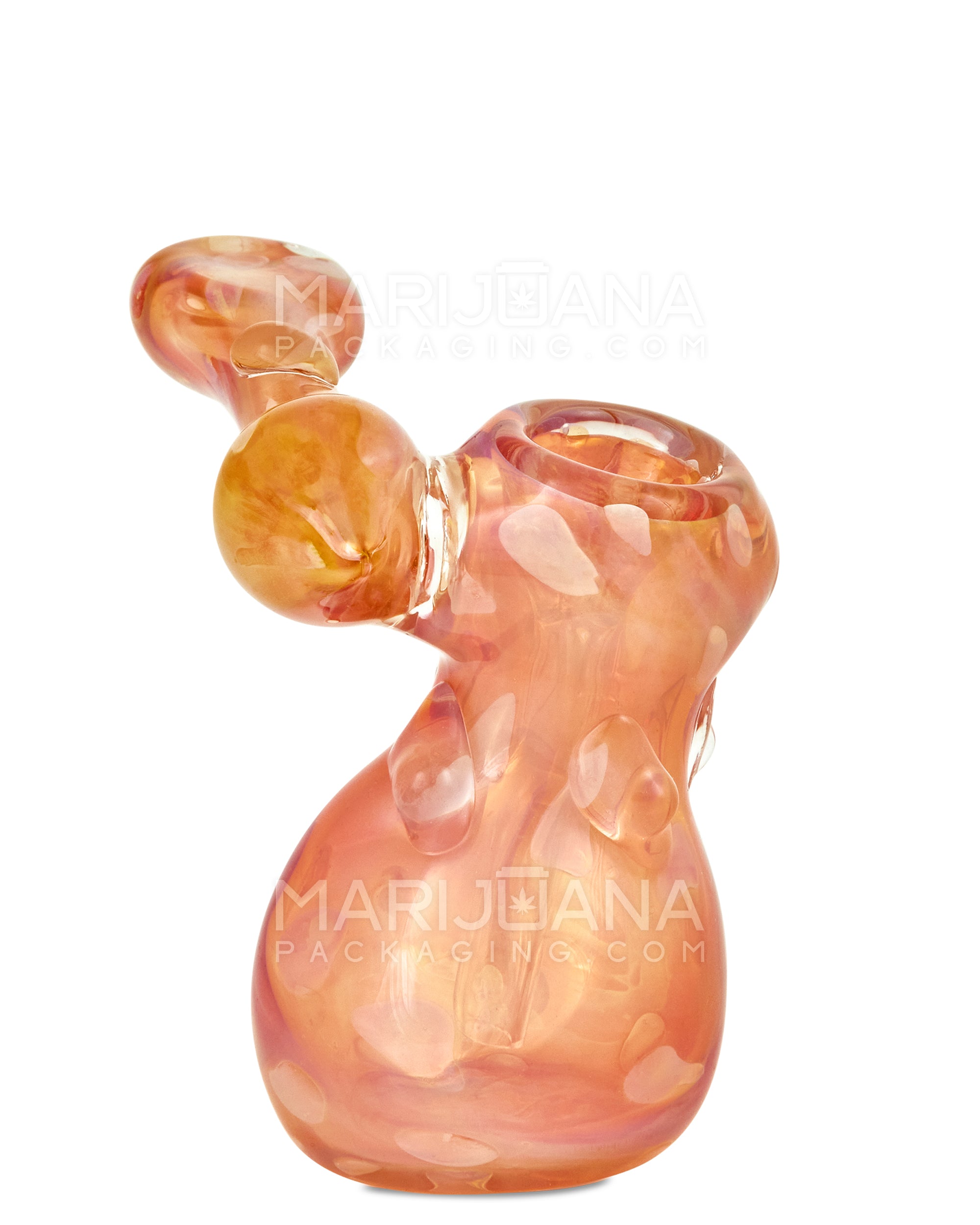 Flat Mouth Multi Fumed & Bubble Trap Sidecar Bubbler | 4in Tall - Glass - Rose Gold - 8